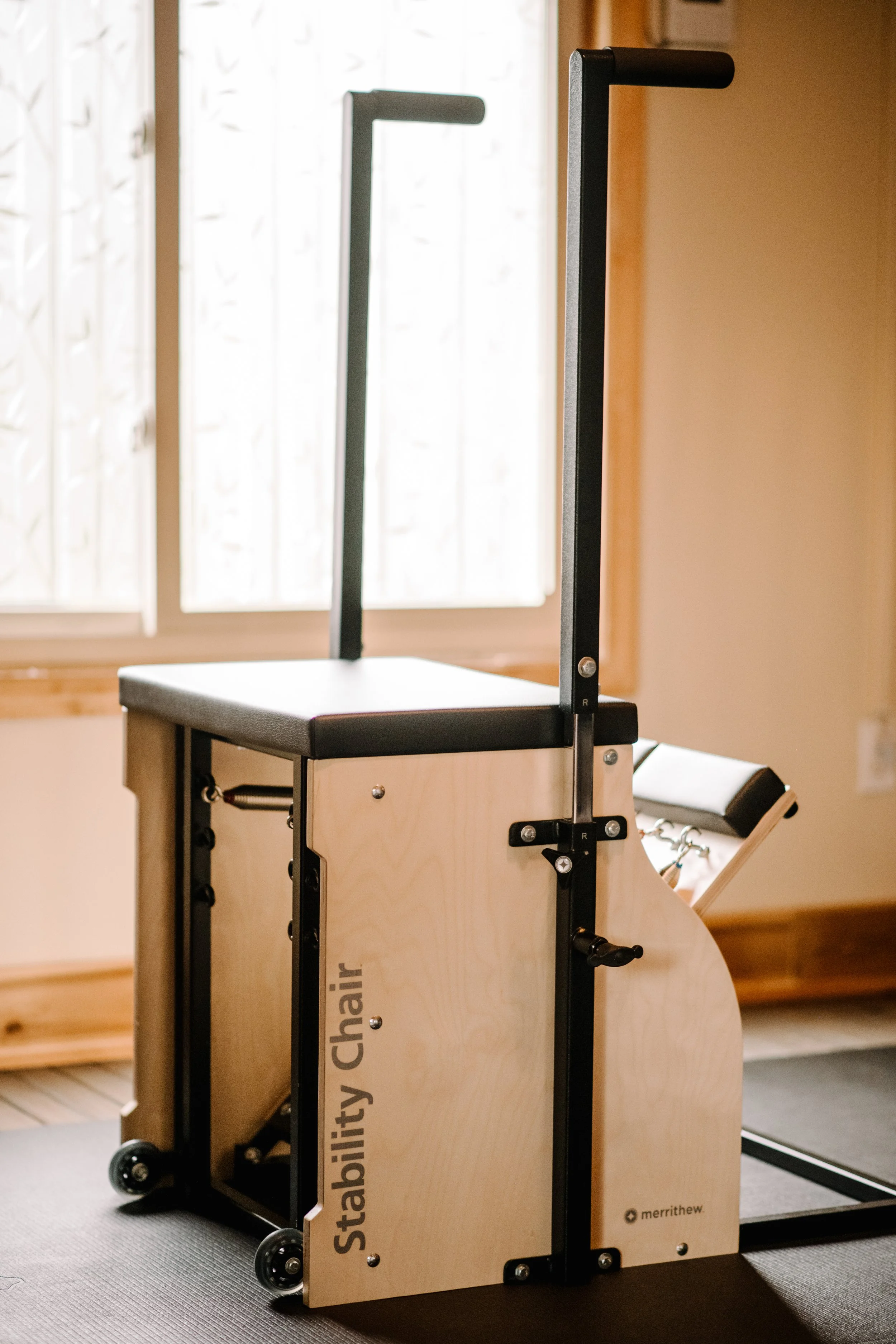 Pilates stability chair at Sculpted By Bee private studio, Grosse Pointe Park, MI