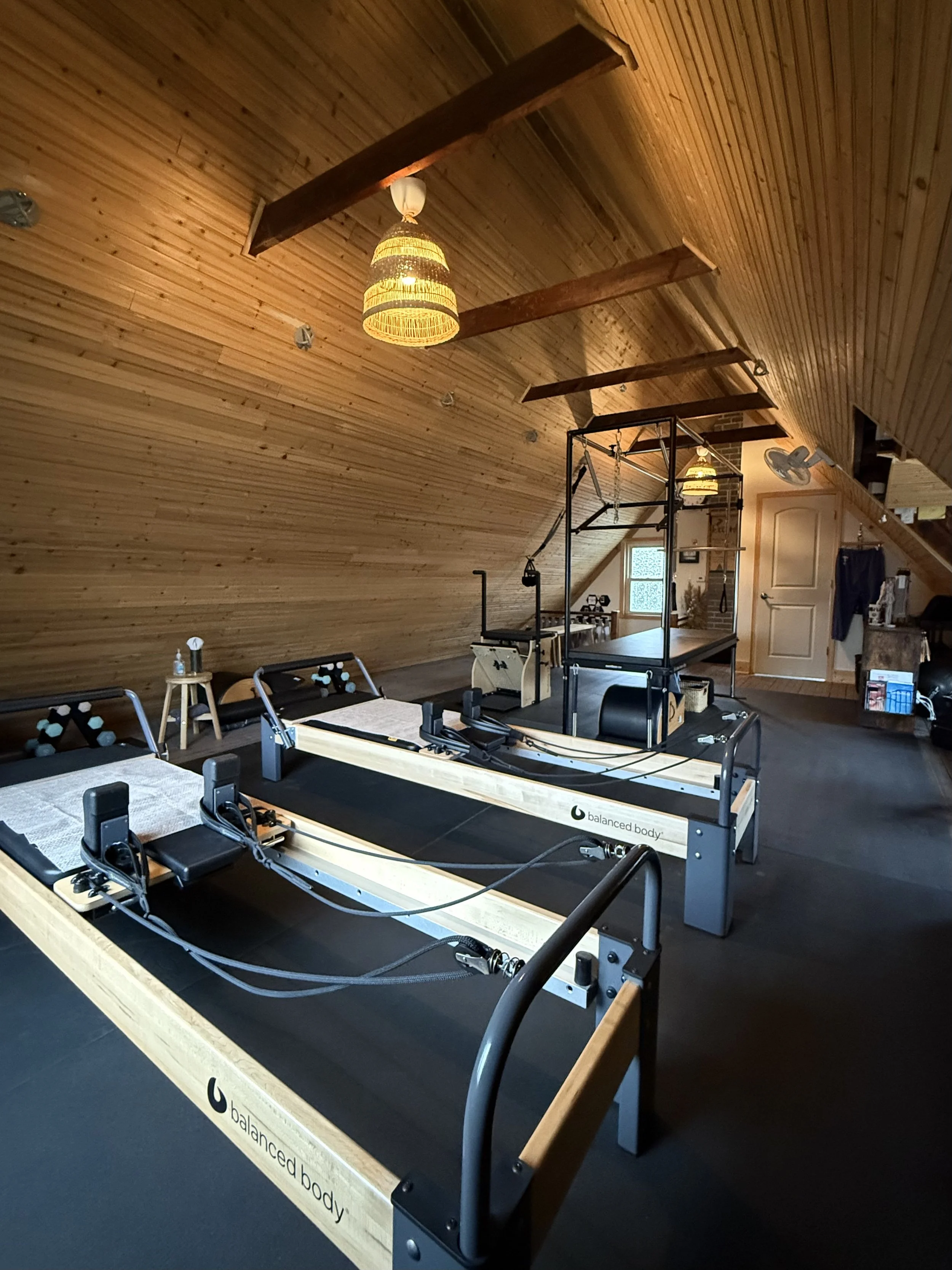 Pilates reformers in Sculpted By Bee private studio, Grosse Pointe Park, MI