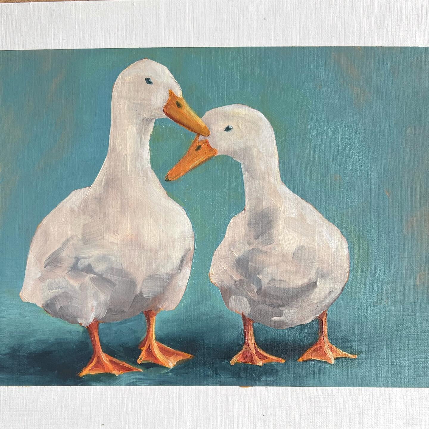 The final ducks 🦆 🦆 (there&rsquo;s a story highlight on my profile page with the process pics - thanks to everyone who followed along!).
This was an exercise in intention &mdash; in subject, composition, light and shadow, a select limited palette, 