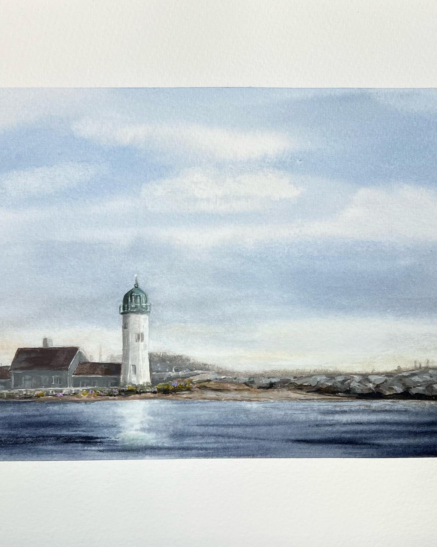 &lsquo;Harbor Mood&rsquo; - watercolor &amp; gouache (~10x8&rdquo; matted and framed to 16x12)- Now available via the Friends of Scituate Library art auction (swipe for additional pics, link in bio) This fundraiser benefits our FOSL programs, in part