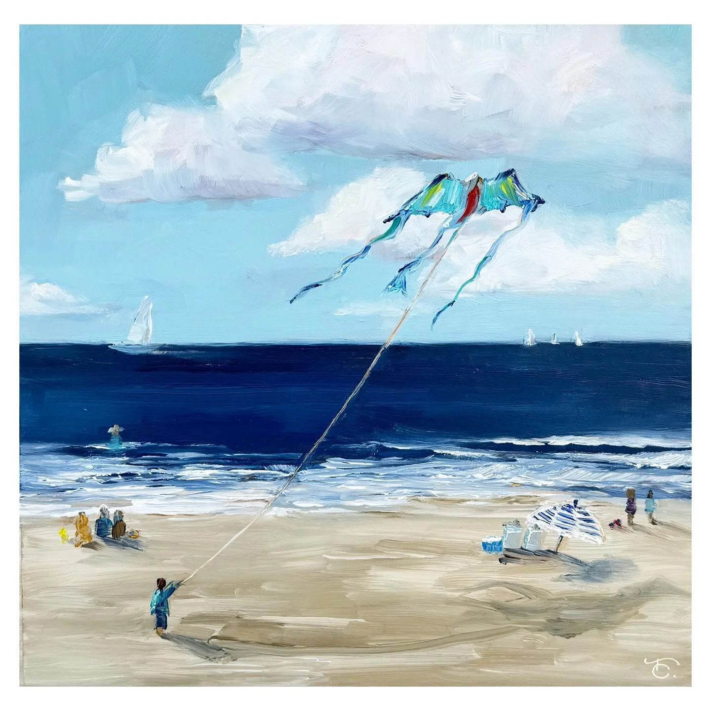 My painting &lsquo;Dragon Kite&rsquo; will be on the wall for Art Off the Wall at @ssartcenter for tomorrow&rsquo;s event. This is an important fundraising event and a great way to collect an original artwork and support South Shore Art Center&rsquo;