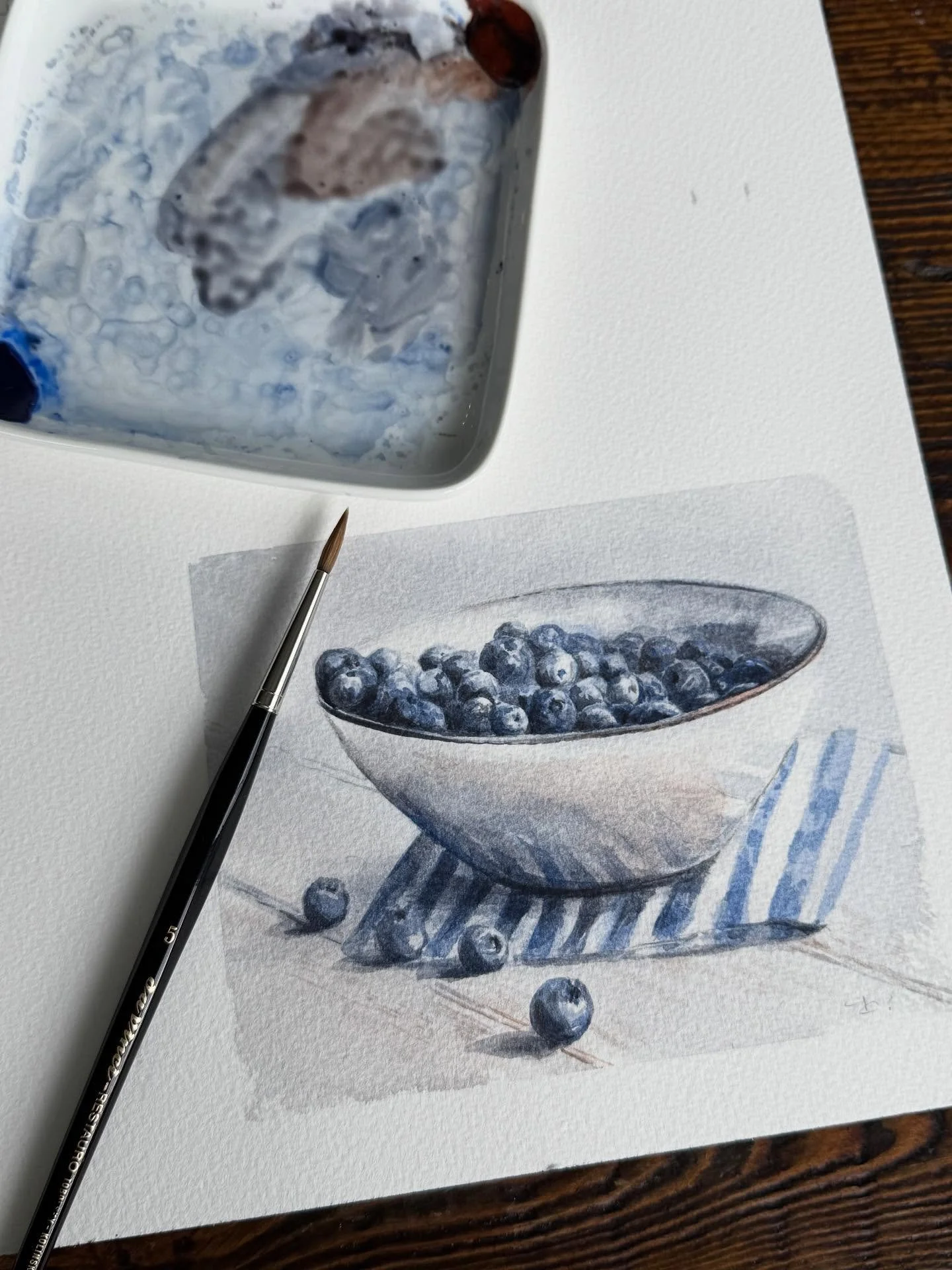 Painted this little study as a demo piece for the class I&rsquo;m teaching this month on limited color palettes @northriverartssociety &mdash; it reignited my love of the ultramarine &amp; burnt sienna super duo, one of, if not *the* best two-color p
