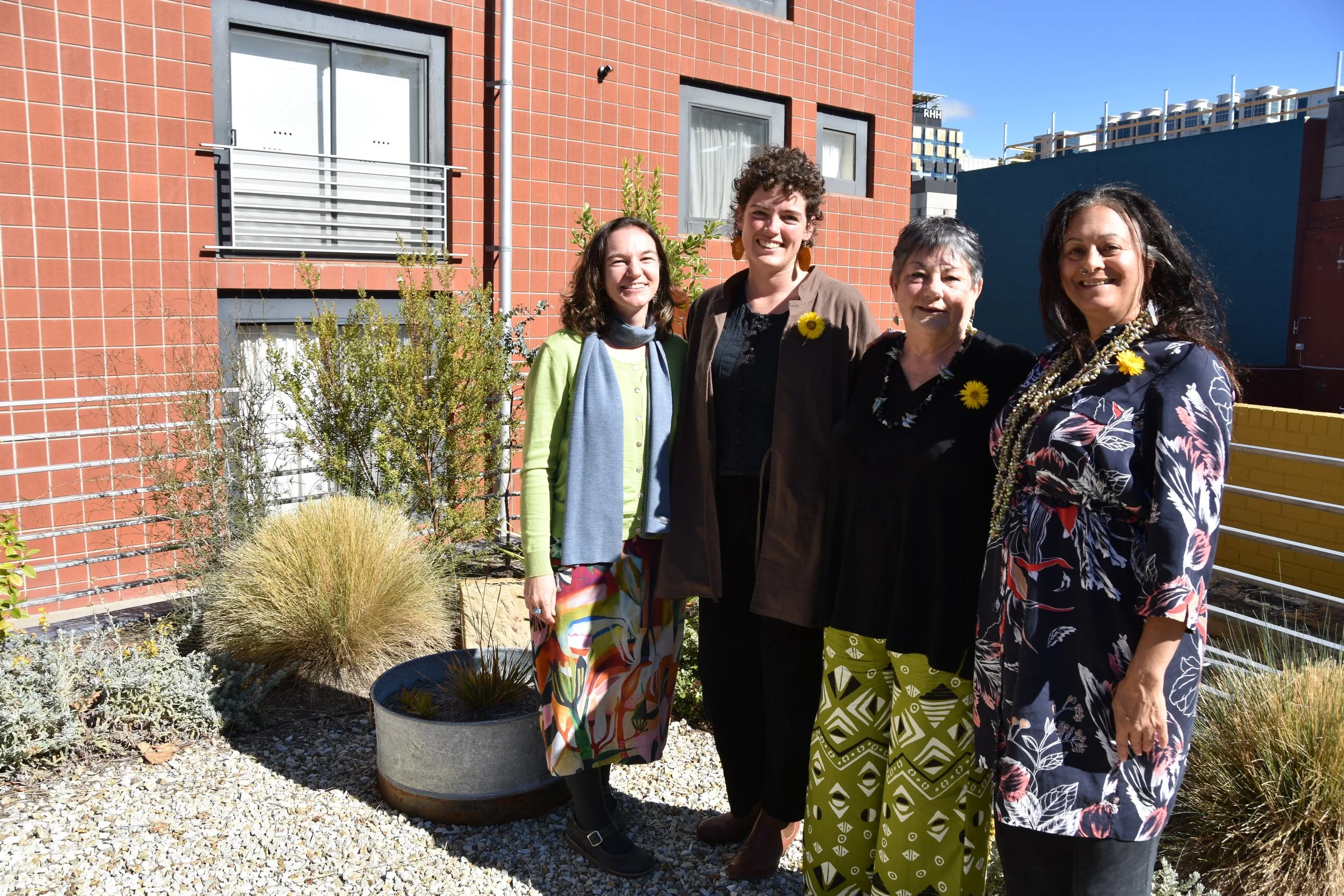 Lala's Garden - a dedicated outdoor space to acknowledge Country with an array of Tasmanian native plants and art installations at The Old Woolstore Apartment Hotel in Hobart