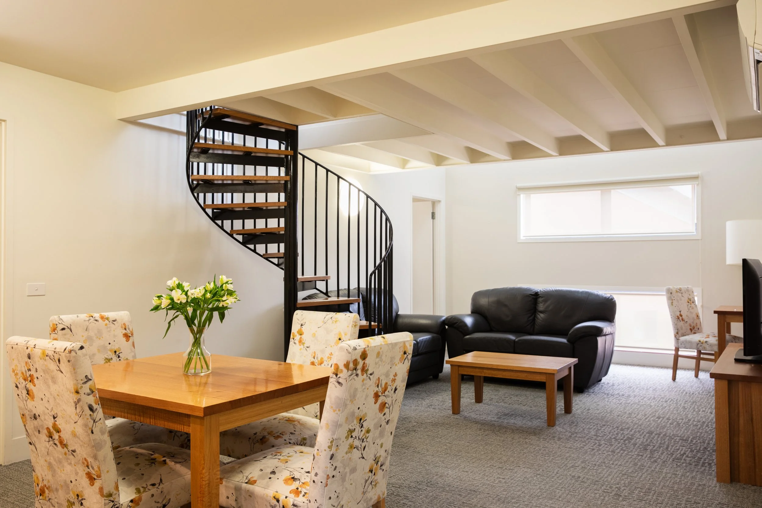 Living and dining at The Old Woolstore Apartment Hotel