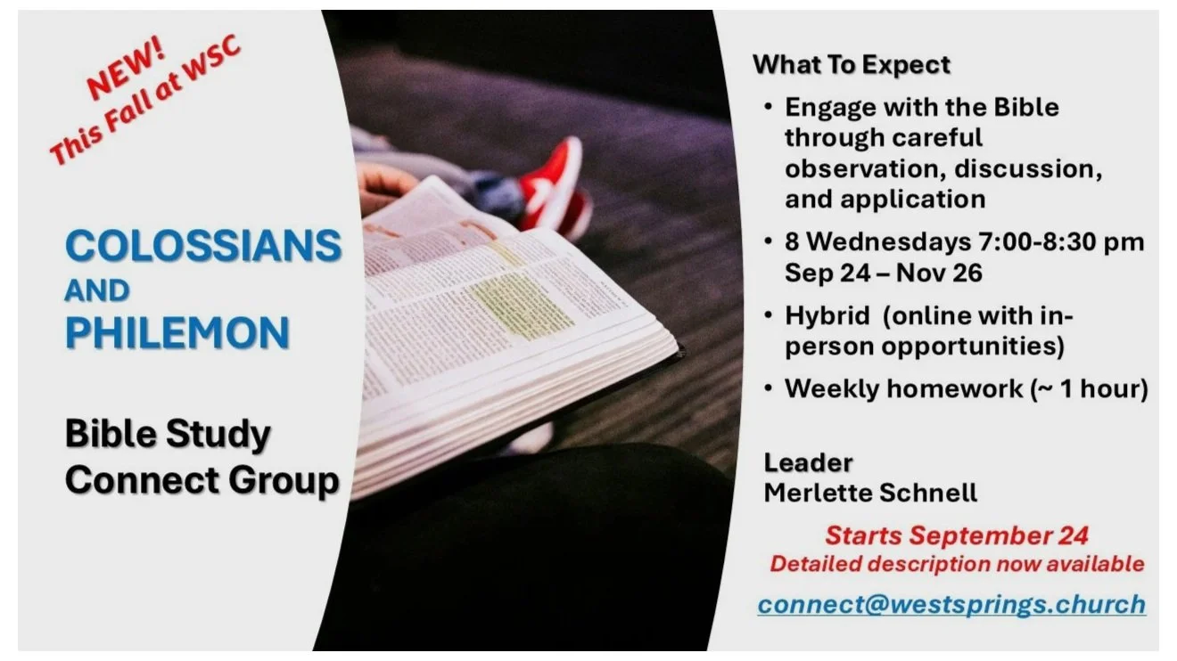 New Connect Group: Bible Study - Colossions & Philemon