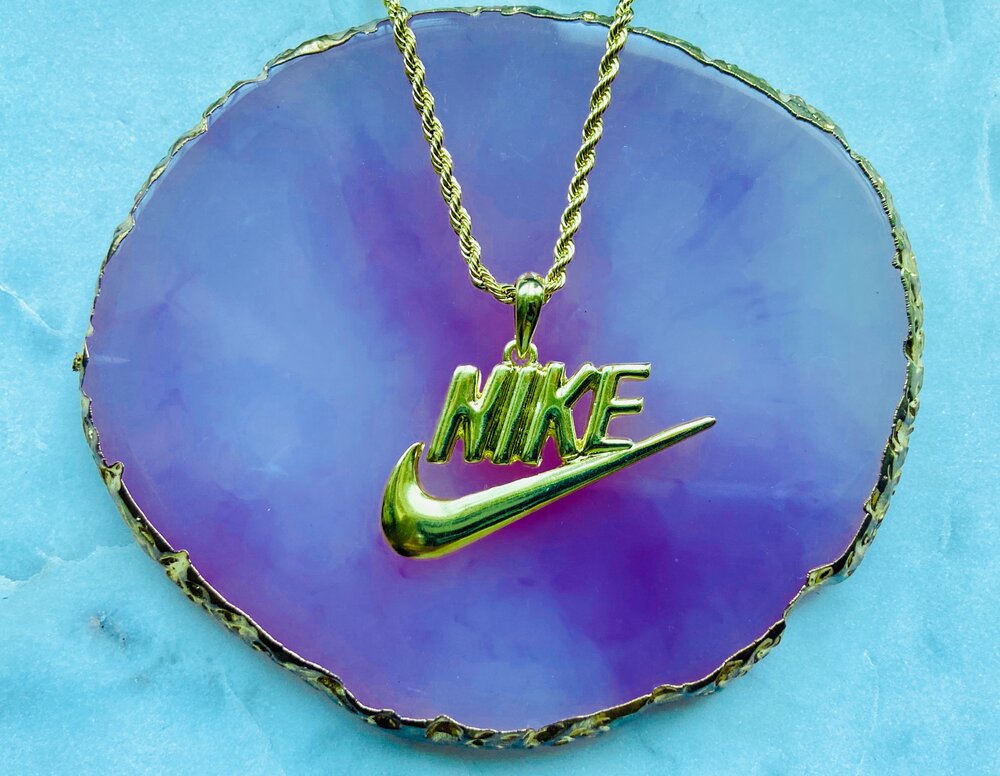 Nike Gold Charm Necklace — Designer Button Jewelry