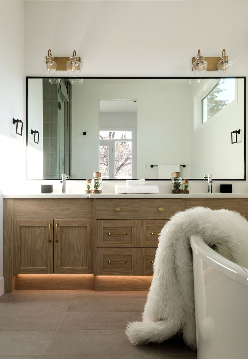 Wood cabinets with integrated lighting