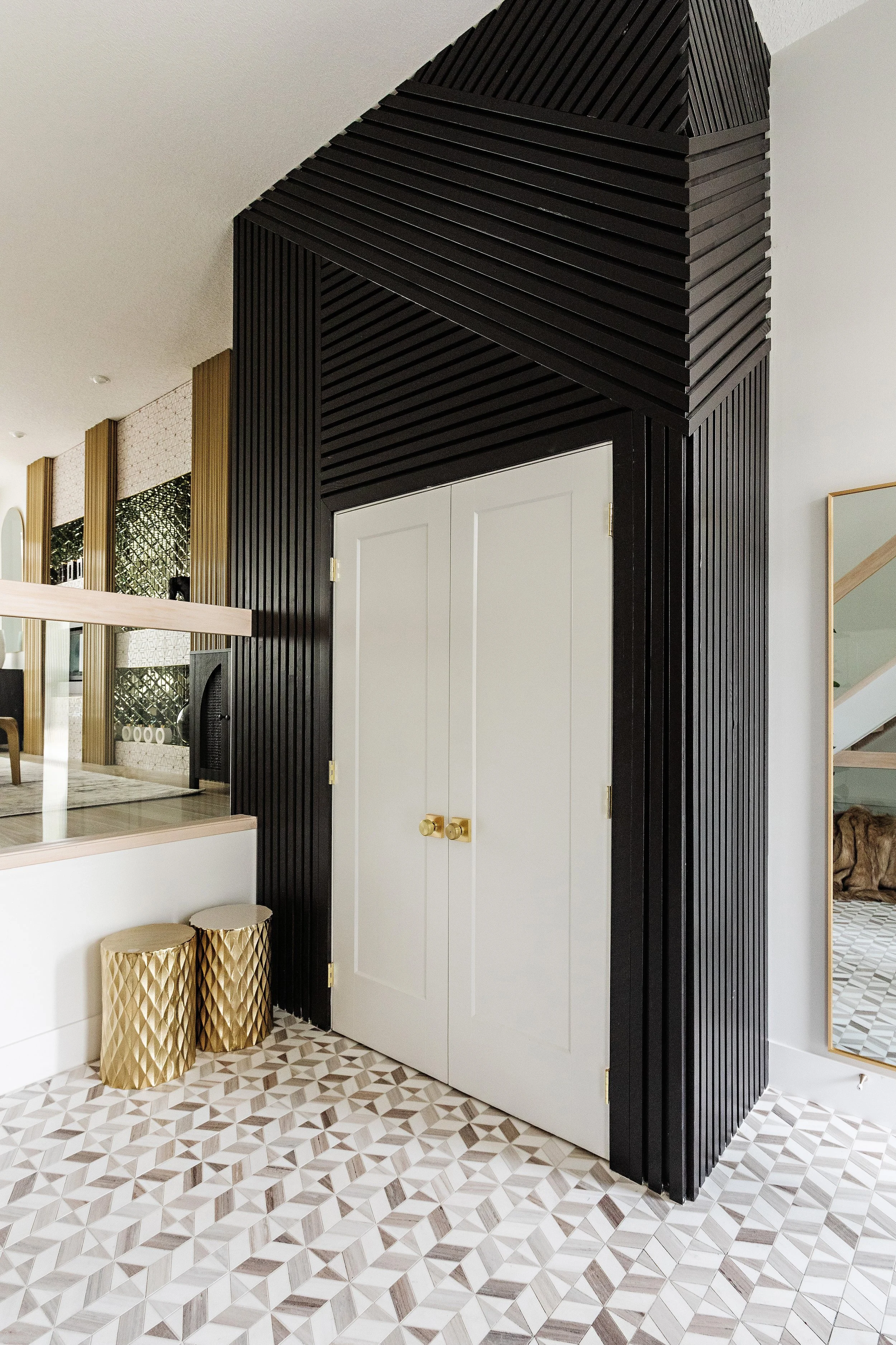 Video tour of a luxury gold and white designed dining and living room