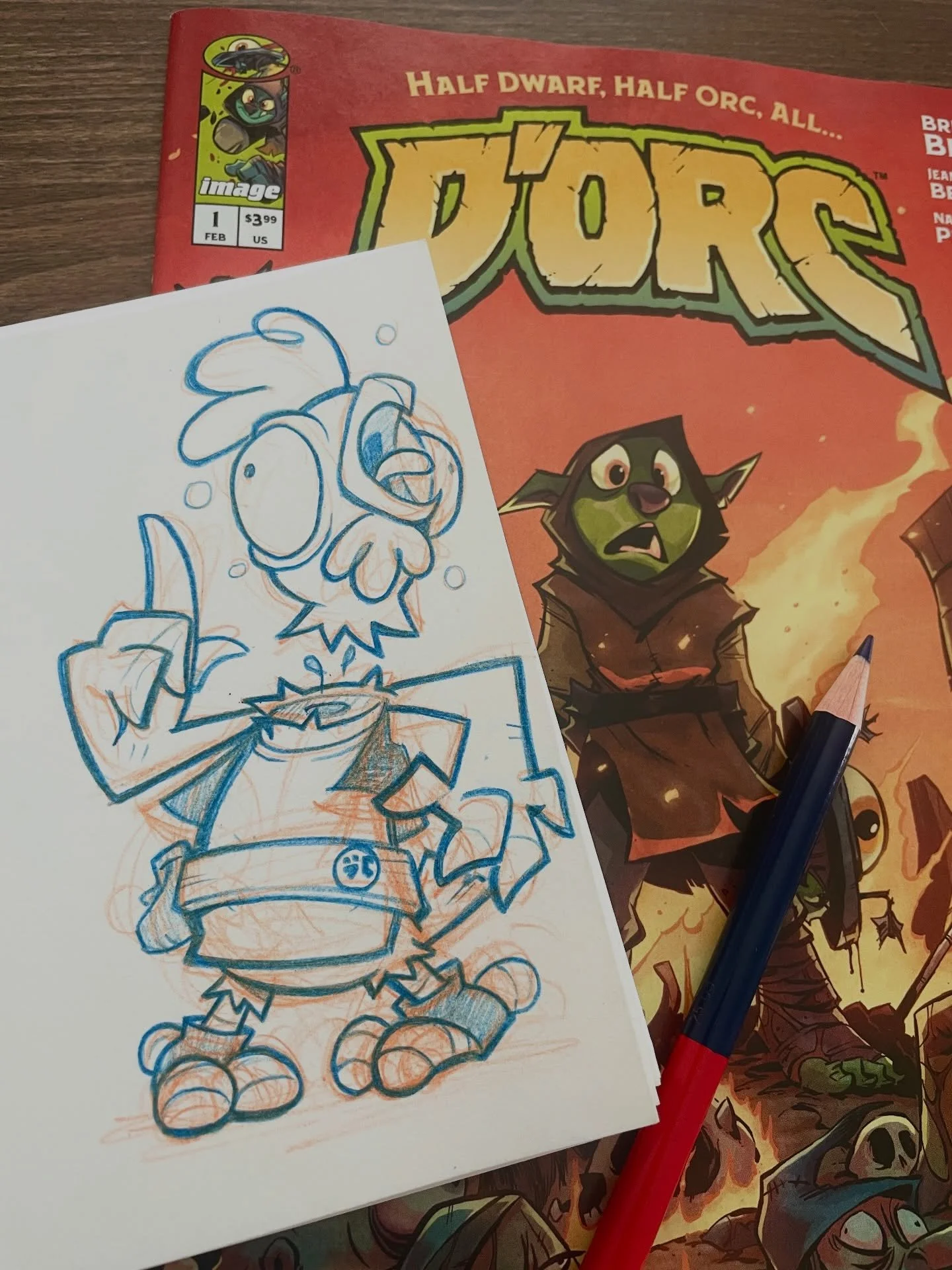 Congrats @brett2dbean on the amazing (and sold out first print!) issue of D&rsquo;orc. Such a cool first issue I can&rsquo;t wait for more!!! No spoiler but I&rsquo;m excited to see what&rsquo;s in store for the chicken 😅 loving that character desig
