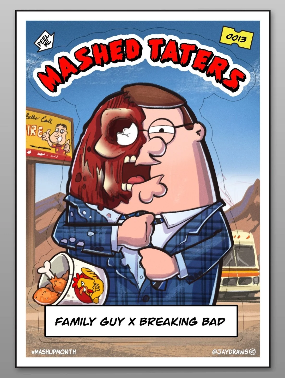Happy Friday! Todays #mashupmonth doodle Family Guy x Breaking Bad the most shocking and awesome scene the end of Guss&hellip; I mean Peter. Thanks @besomeonedesign for the wicked prompt list #procreate #illustration #gpk