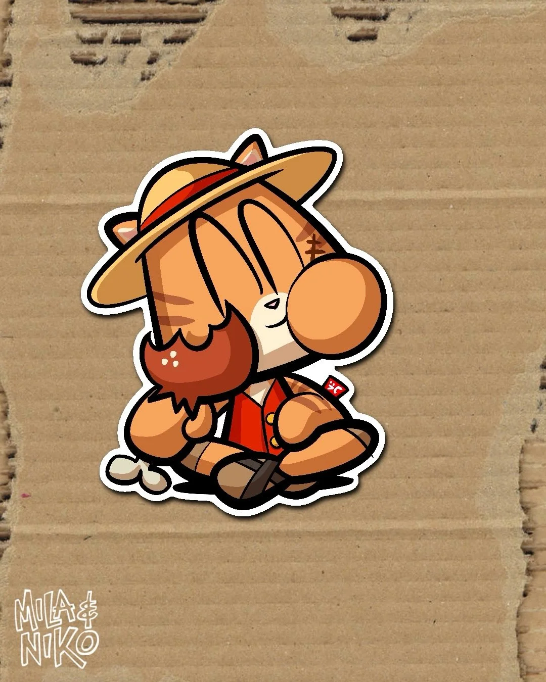 Chopper needed an eating buddy, here&rsquo;s Mila D Luffy  #stickers #milaandniko #onepiece #luffy