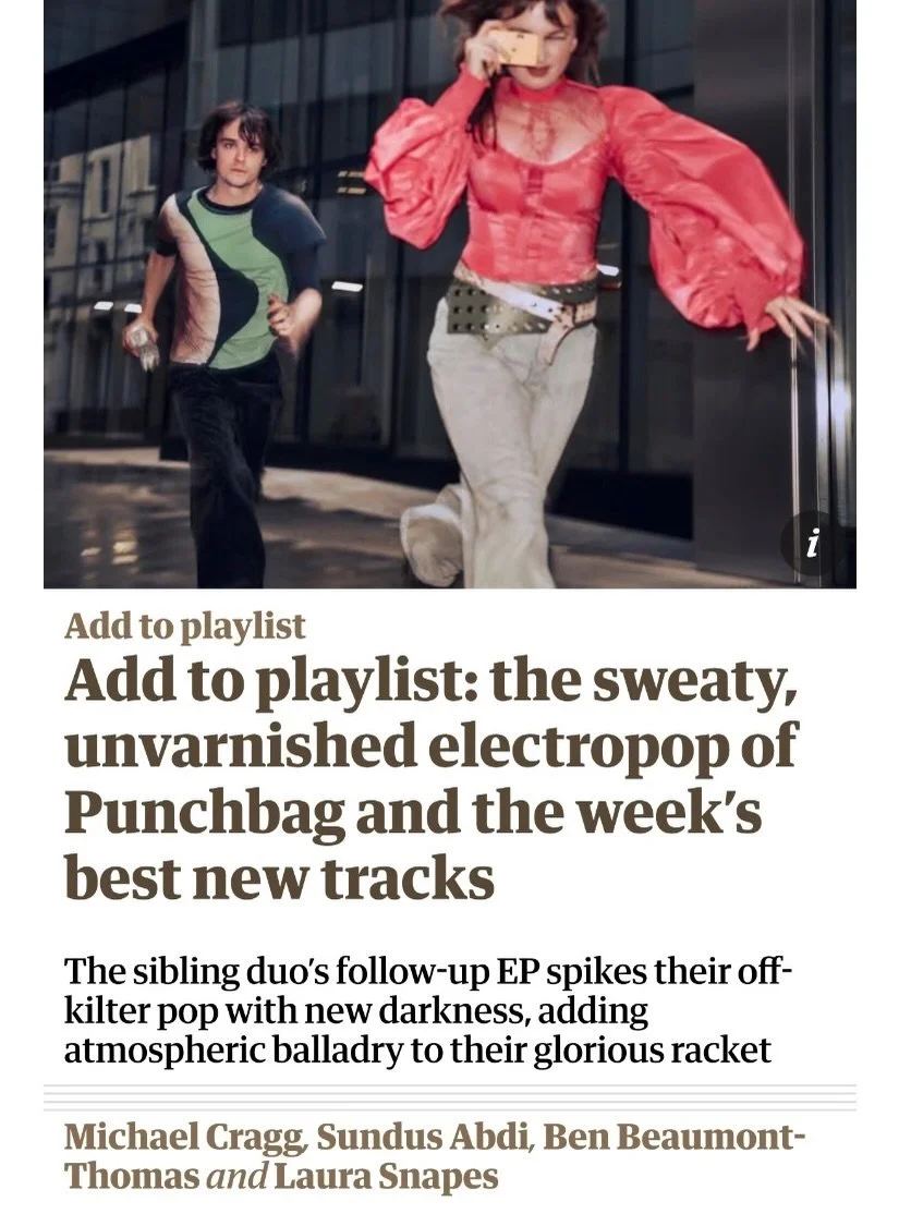 Thank you @guardian, @diymagazine, @readdork 

PUNCHBAG&rsquo;s second EP &lsquo;I Am Obsessed&rsquo; is out now via @muterecords. The band embark on a headline tour of the UK starting today ⛴️

21 April - Leeds, Oporto
22 April - Glasgow, Nice N Sle