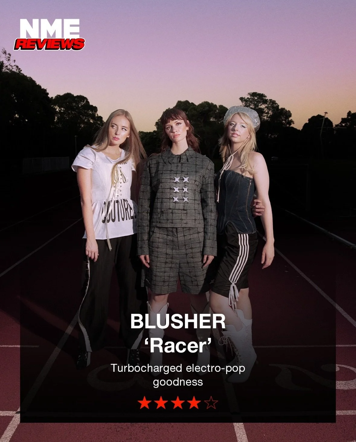 @blusher.mp3&rsquo;s new EP &lsquo;RACER&rsquo; is out now 🏎️

As Jade, Miranda and Lauren continue to carve out their own lane in the pop cosmos, new EP &lsquo;RACER&rsquo; arrives alongside the announcement of a new UK headline tour, with stops in
