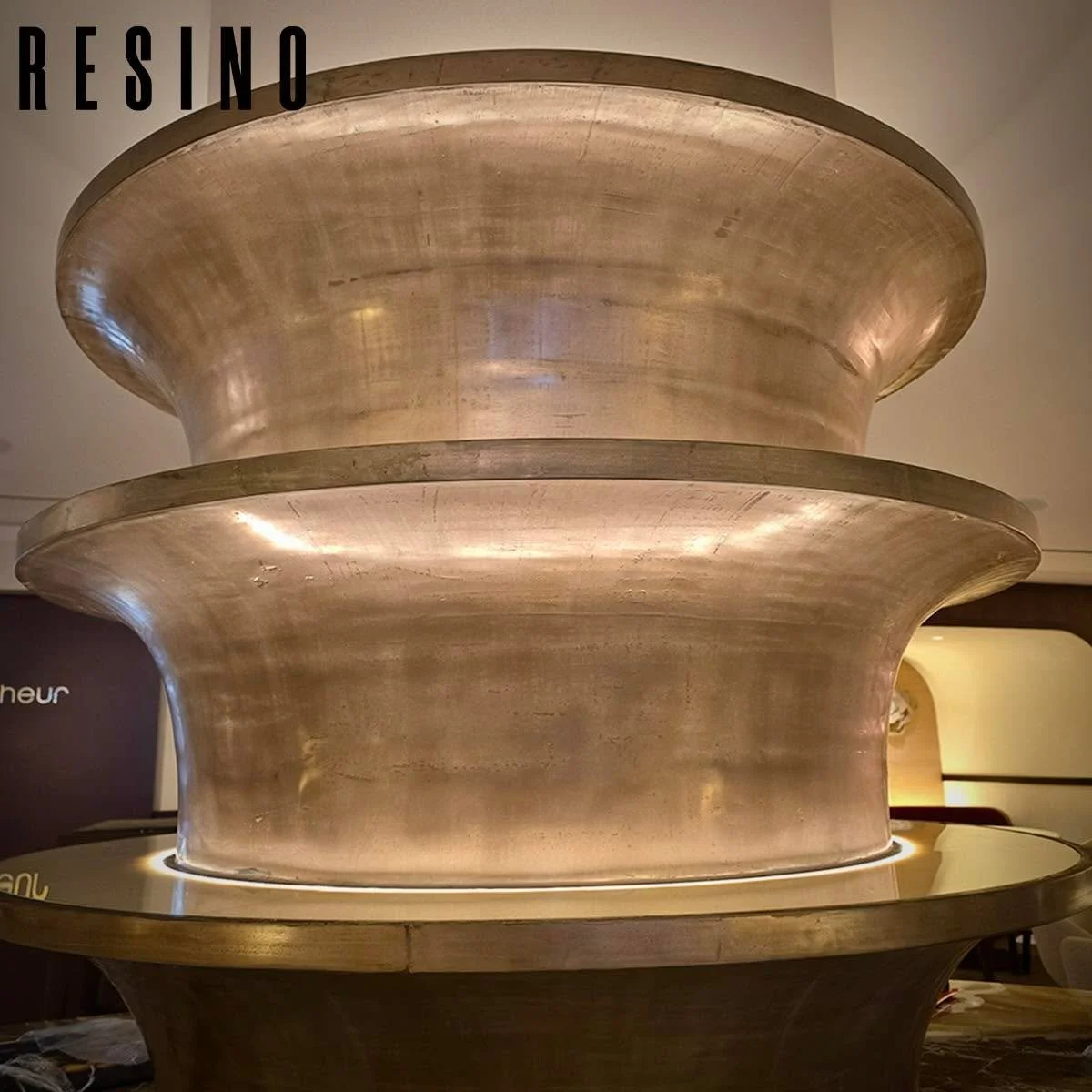 We were excited to work on Gordon Ramsey&rsquo;s new restaurant in Mayfair, London &lsquo;Bonheur by Matt Ab&eacute;&rsquo; recently. 
We produced two of these column shelving displays in an antique bronze metal infused resin. 
Complete with honey-on