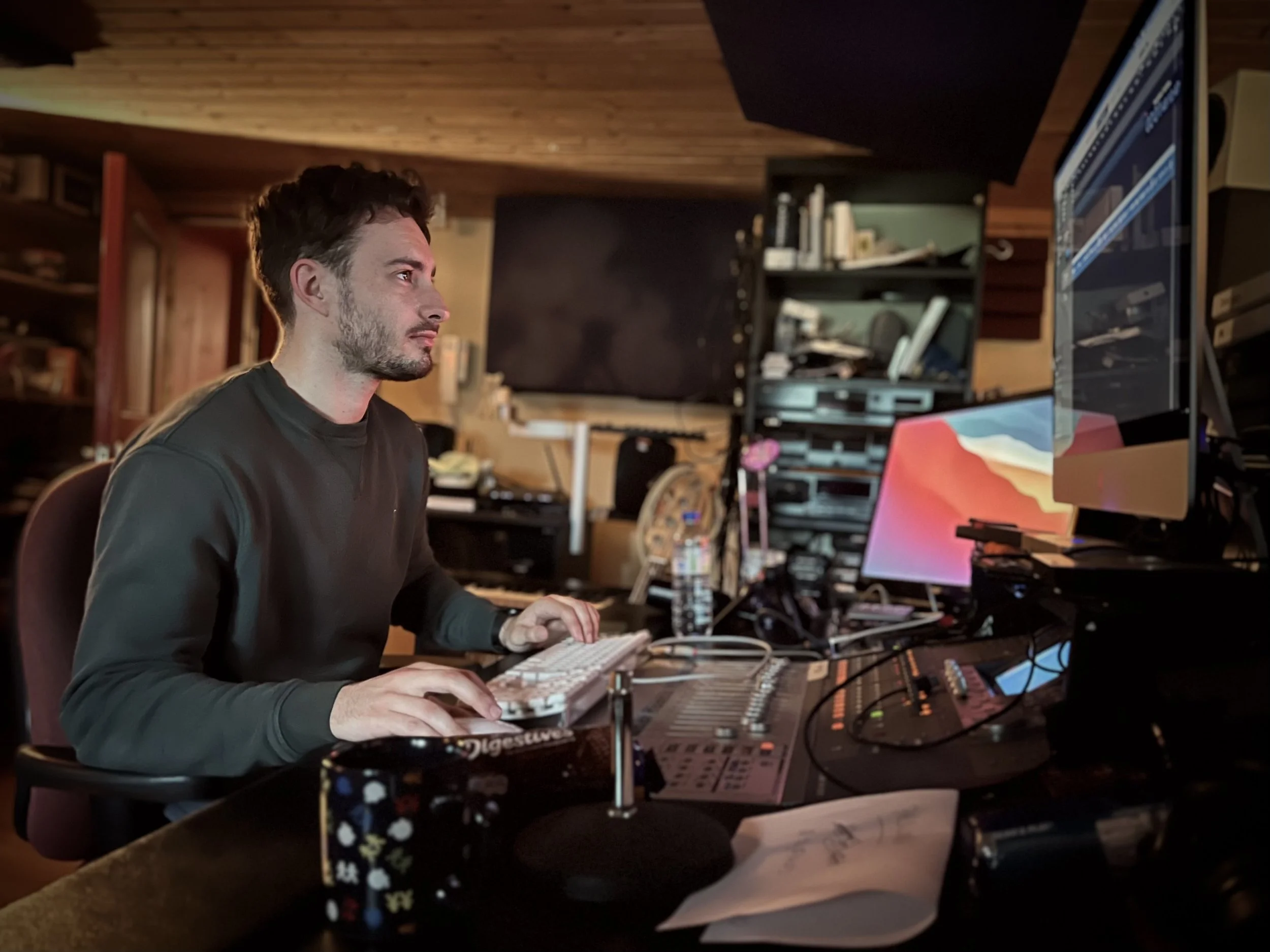 Lewis recording an episode