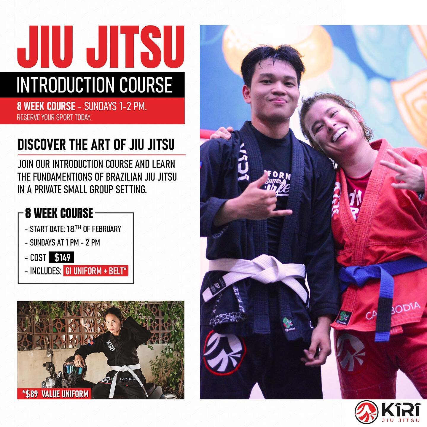 🥋 Ready to discover the art of Jiu Jitsu? Join our 𝟴-𝘄𝗲𝗲𝗸 𝗶𝗻𝘁𝗿𝗼𝗱𝘂𝗰𝘁𝗶𝗼𝗻 𝗰𝗼𝘂𝗿𝘀𝗲 and learn the fundamentals in a small group setting.

🤼 In this beginner-friendly 8-week program, you&rsquo;ll:
✅ Learn vital Jiu Jitsu techniques.