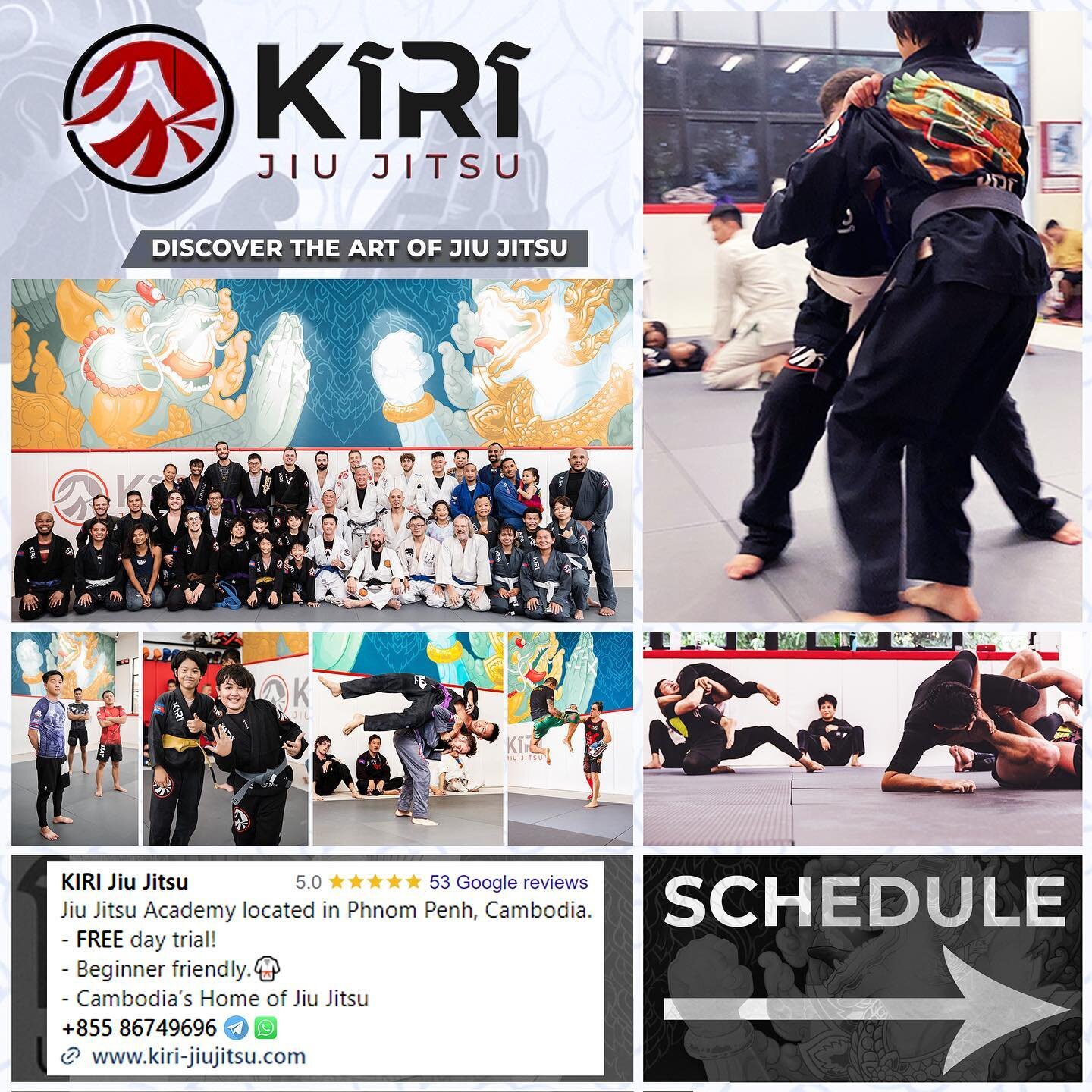 𝗝𝗶𝘂 𝗝𝗶𝘁𝘀𝘂, the ultimate 2024 activity!🥋🇰🇭

✅ 1 day 𝗳𝗿𝗲𝗲 trial!

👉 #Try out your first Jiu-Jitsu class for free by messaging us at: m.me/kirijiujitsu

Membership prices 👇🏻
1 month: $𝟵𝟱.-
3 months: $𝟮𝟱𝟬.-
6 months: $𝟰𝟱𝟬.-
1 ye