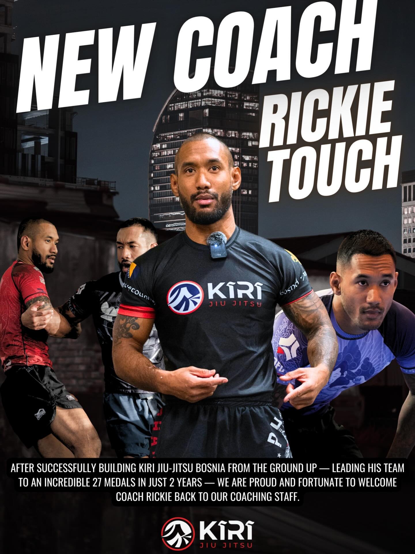 𝗡𝗘𝗪 𝗖𝗢𝗔𝗖𝗛 𝗔𝗟𝗘𝗥𝗧!

We are excited to welcome back 𝗥𝗶𝗰𝗸𝗶𝗲 𝗧𝗼𝘂𝗰𝗵 @rickie_st , founder of @kiri.bihac , back to Cambodia!🇰🇭 

Rickie is ready to share his knowledge with the team starting this Monday at 7:00 PM (No-Gi).

From th