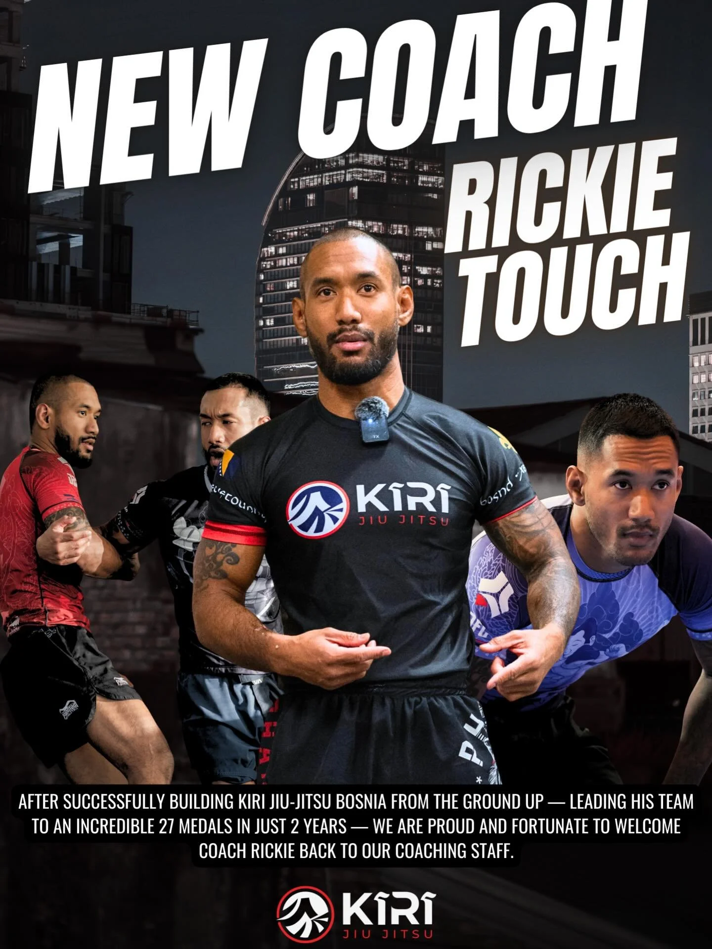 𝗡𝗘𝗪 𝗖𝗢𝗔𝗖𝗛 𝗔𝗟𝗘𝗥𝗧!

We are excited to welcome back 𝗥𝗶𝗰𝗸𝗶𝗲 𝗧𝗼𝘂𝗰𝗵 @rickie_st , founder of @kiri.bihac , back to Cambodia!🇰🇭 

Rickie is ready to share his knowledge with the team starting this Monday at 7:00 PM (No-Gi).

From th