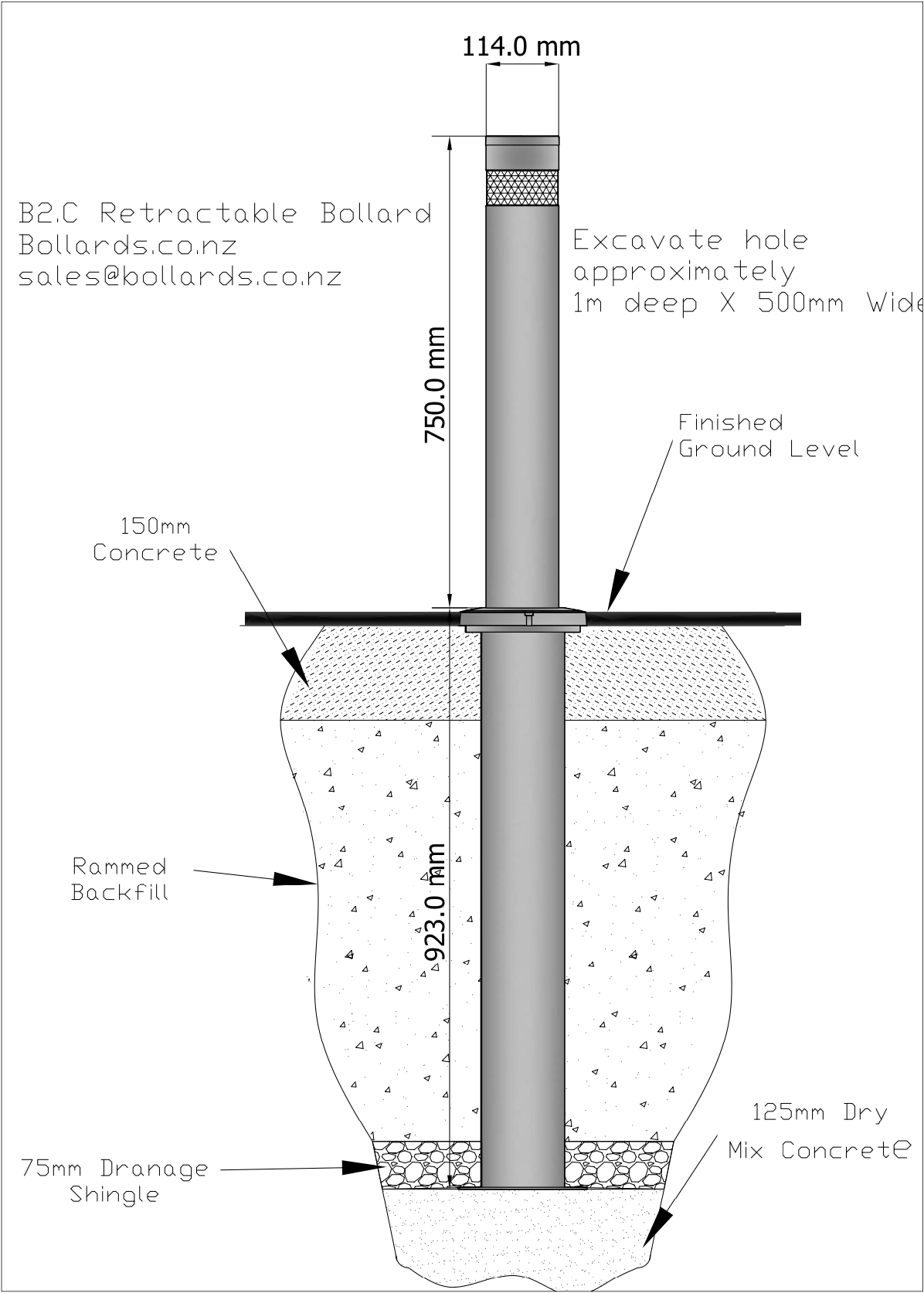 B2c Retractable Bollard Stainless Steel — Bollards NZ