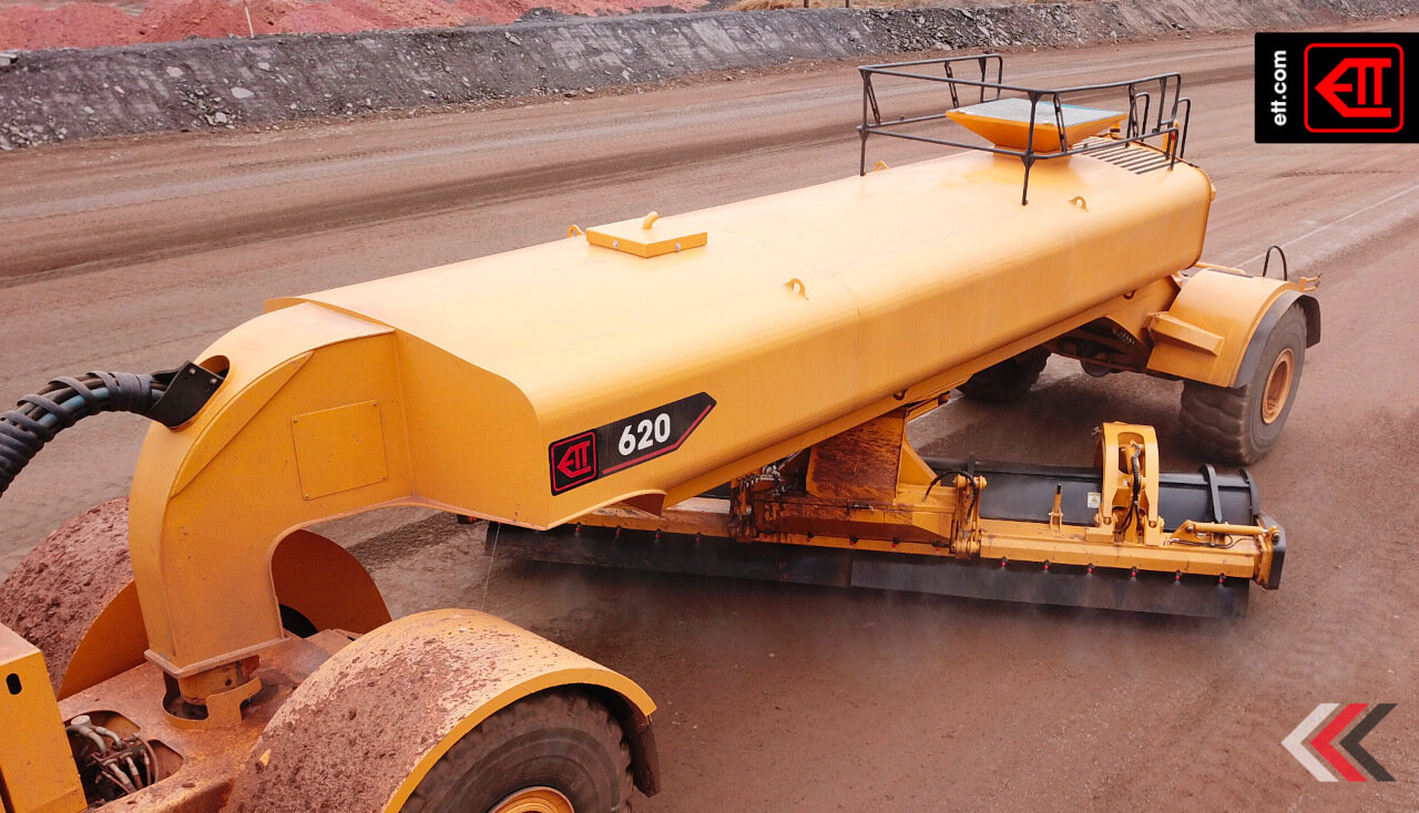 The brake cooling system of the articulated truck on the Haul Road Sweeper is reconfigured to circulate cooling oil to the trailer axle. All OEM axle cooling performance and pressure parameters are maintained within OEM specifications. The braking sy