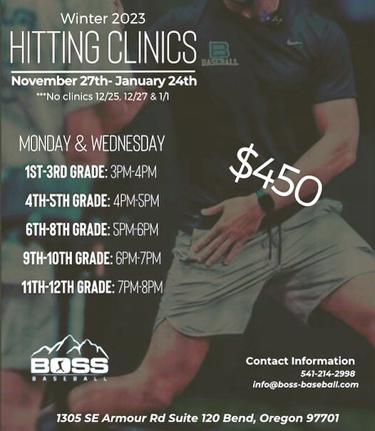 Registration is now available for our winter hitting clinics! These are super popular and fill up fast so register now at the link in our bio!