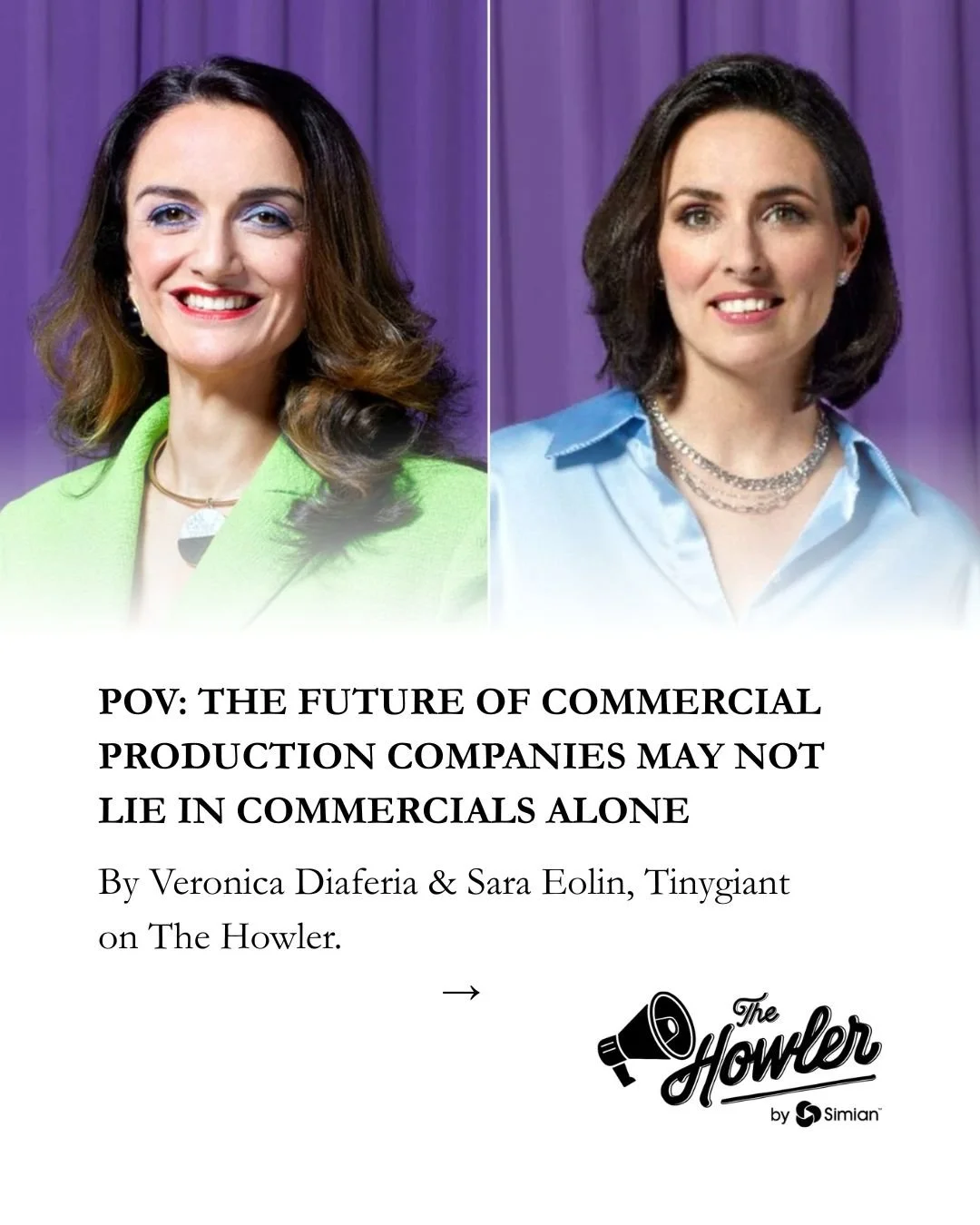The value of collaborating with feature and entertainment directors, and making content that lies beyond advertising, can only benefit spot production houses.

@tinygigantism 's @saraeolin and @veridiaferia share their view on the future of commercia