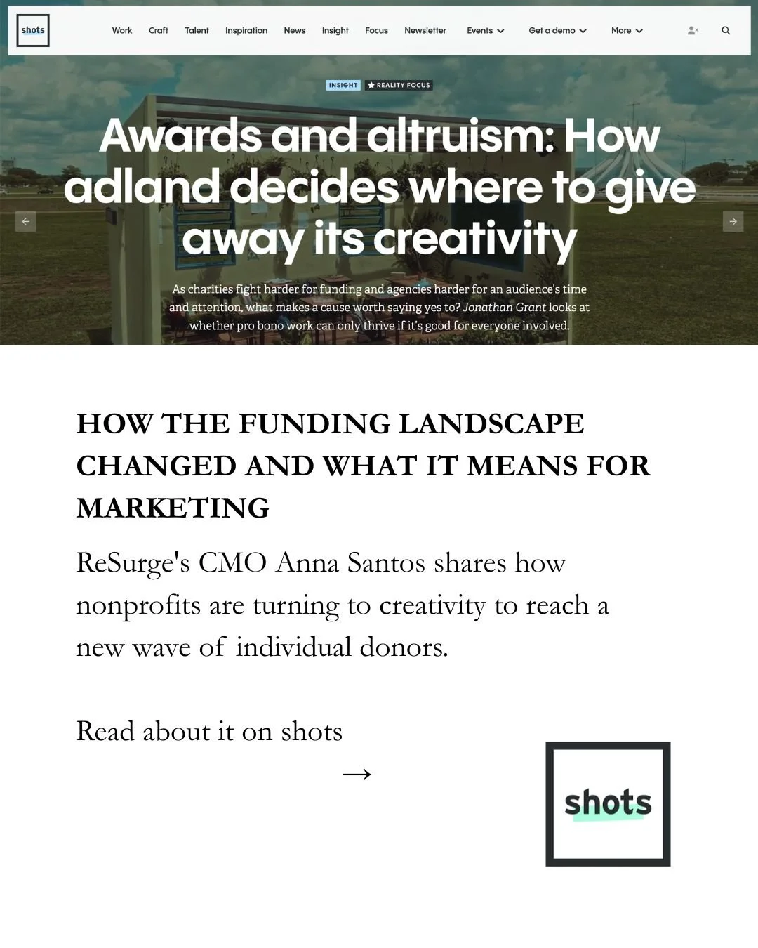How do you keep donors engaged when government funding disappears overnight?

@resurgeinternational CMO @annaurorasantos spoke to shots about Closing the Gap &mdash; the award-winning campaign, developed pro bono with @ogilvyhealth and @papaya_films,