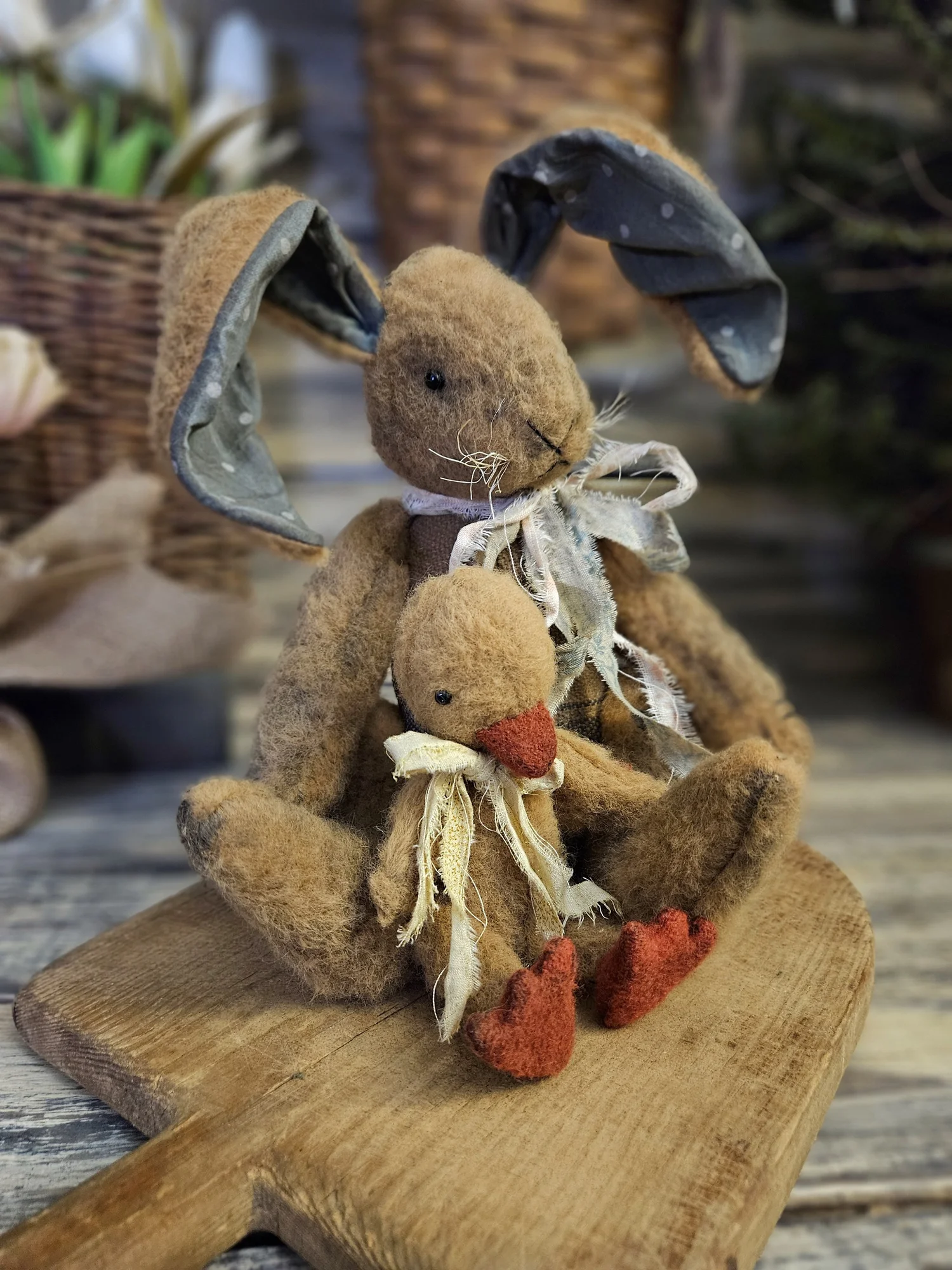 Tattered Bunny & Duckling Set — Cold Creek Primitives