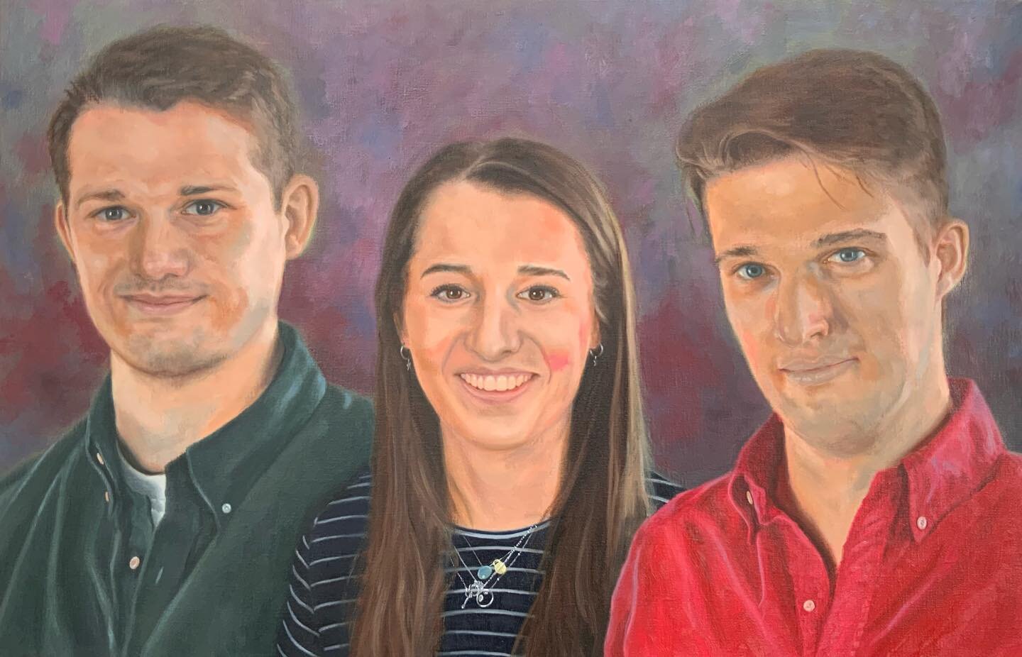 Recently completed commission of three siblings.
Oil on canvas 70x45cm