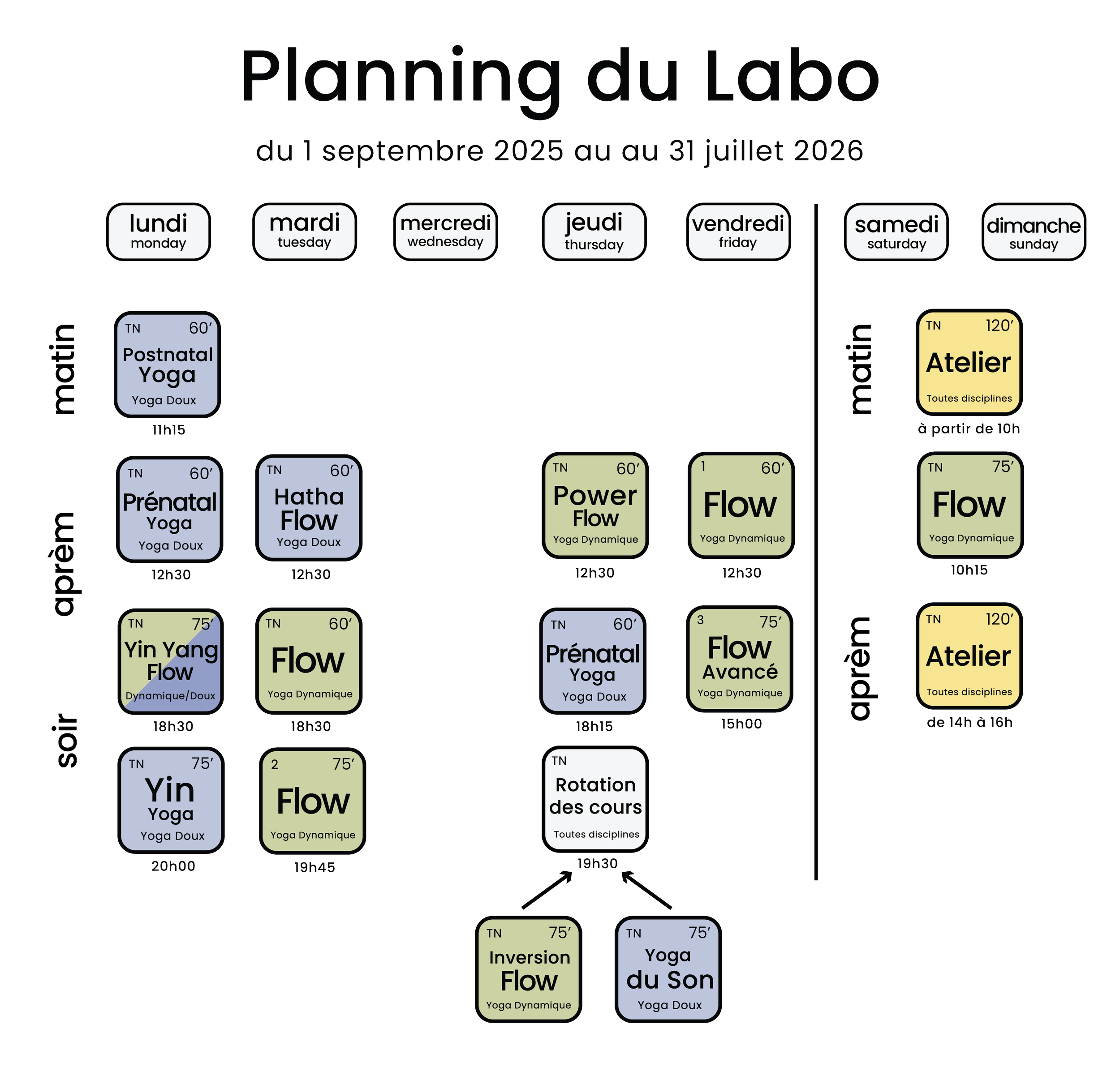 PLANNING STUDIO DE YOGA NANTES