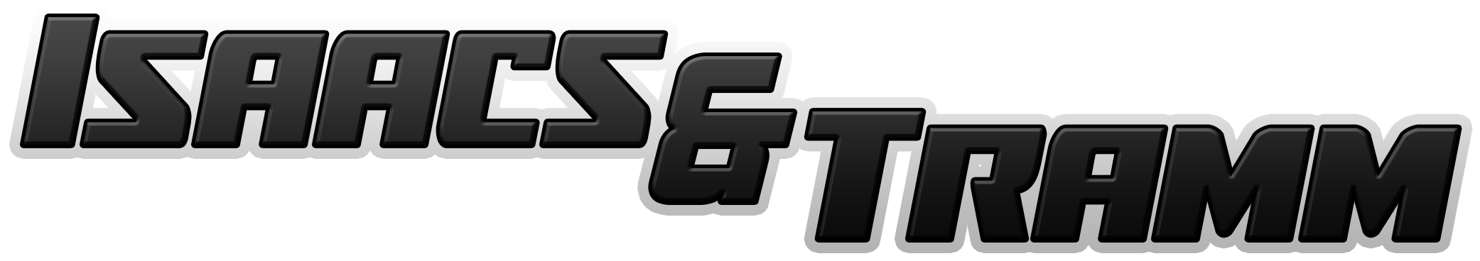 Logo with the words 'Isaacs & tramm' in stylized black and gray font with a white outline.