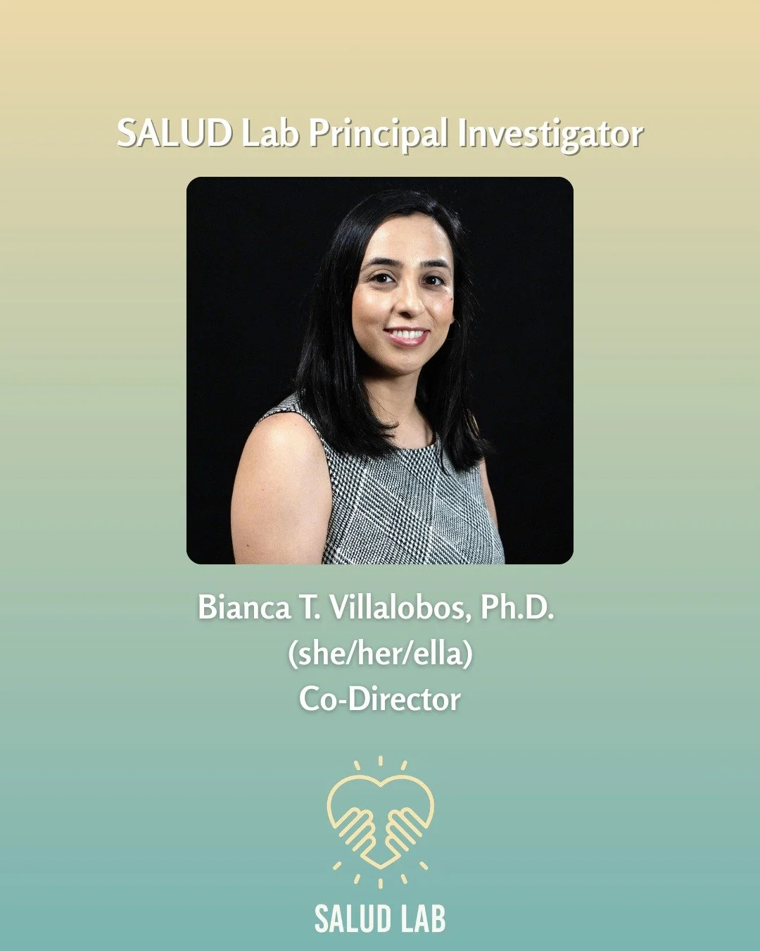 Meet our Co-Director, Dr. Bianca T. Villalobos (she/her/ella) 🤍

Dr. Villalobos is an Associate Professor in the Psychology Department at CSUN whose research focuses on help-seeking behaviors, cultural factors, and reducing barriers to mental health