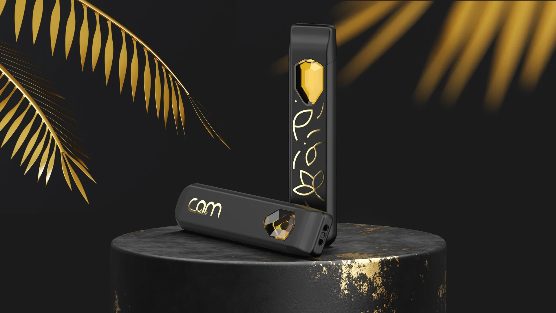 Tailored for California Artisanal Medicine, this 1G AIO uses a white-label "stick" form factor to showcase CAM’s luxury aesthetic. Signature gold foil graphics contrast a matte chassis, creating a rechargeable device that balances "stock" efficiency 