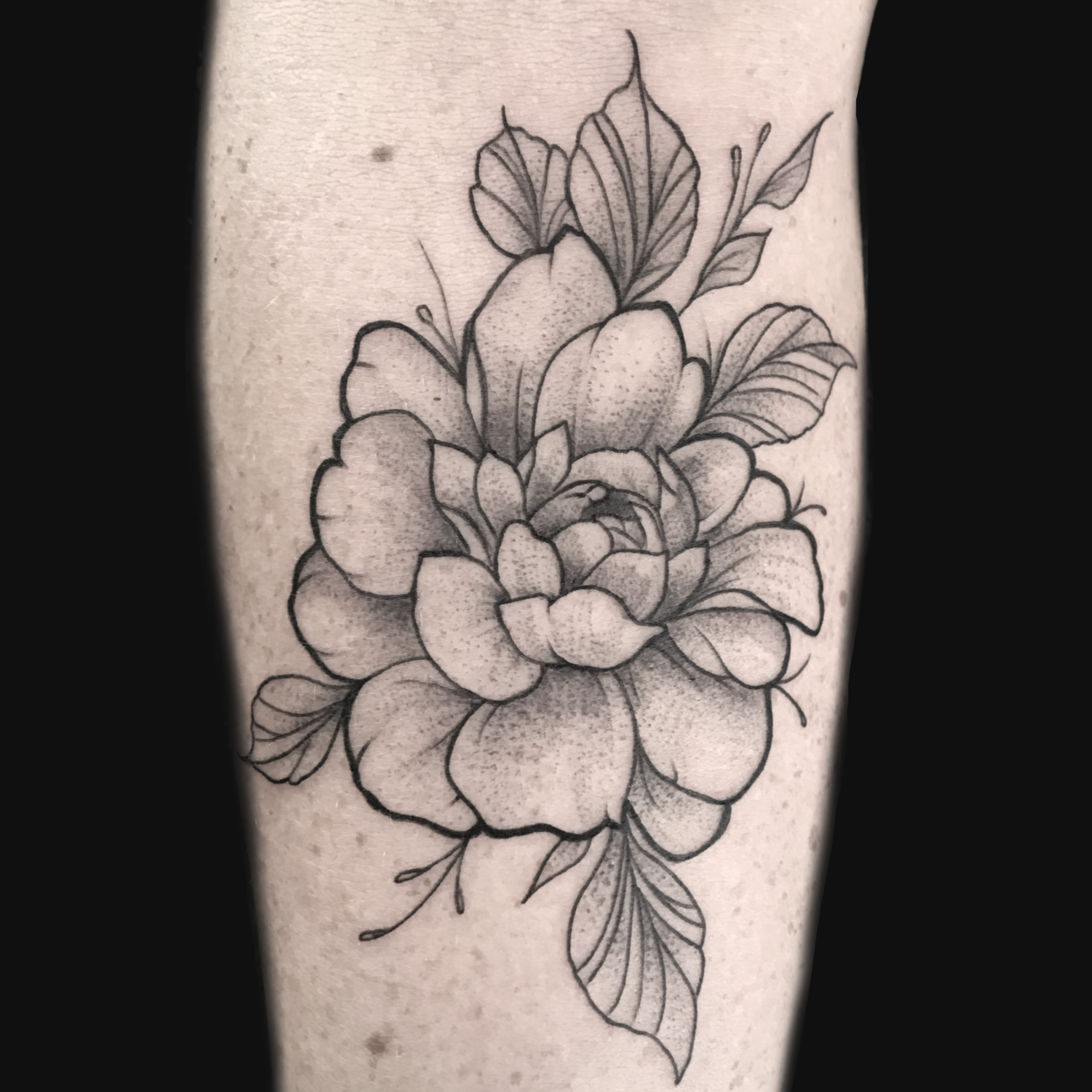 Blumen Linien Linework Tattoo grau filigran Hamburg (Kopie)