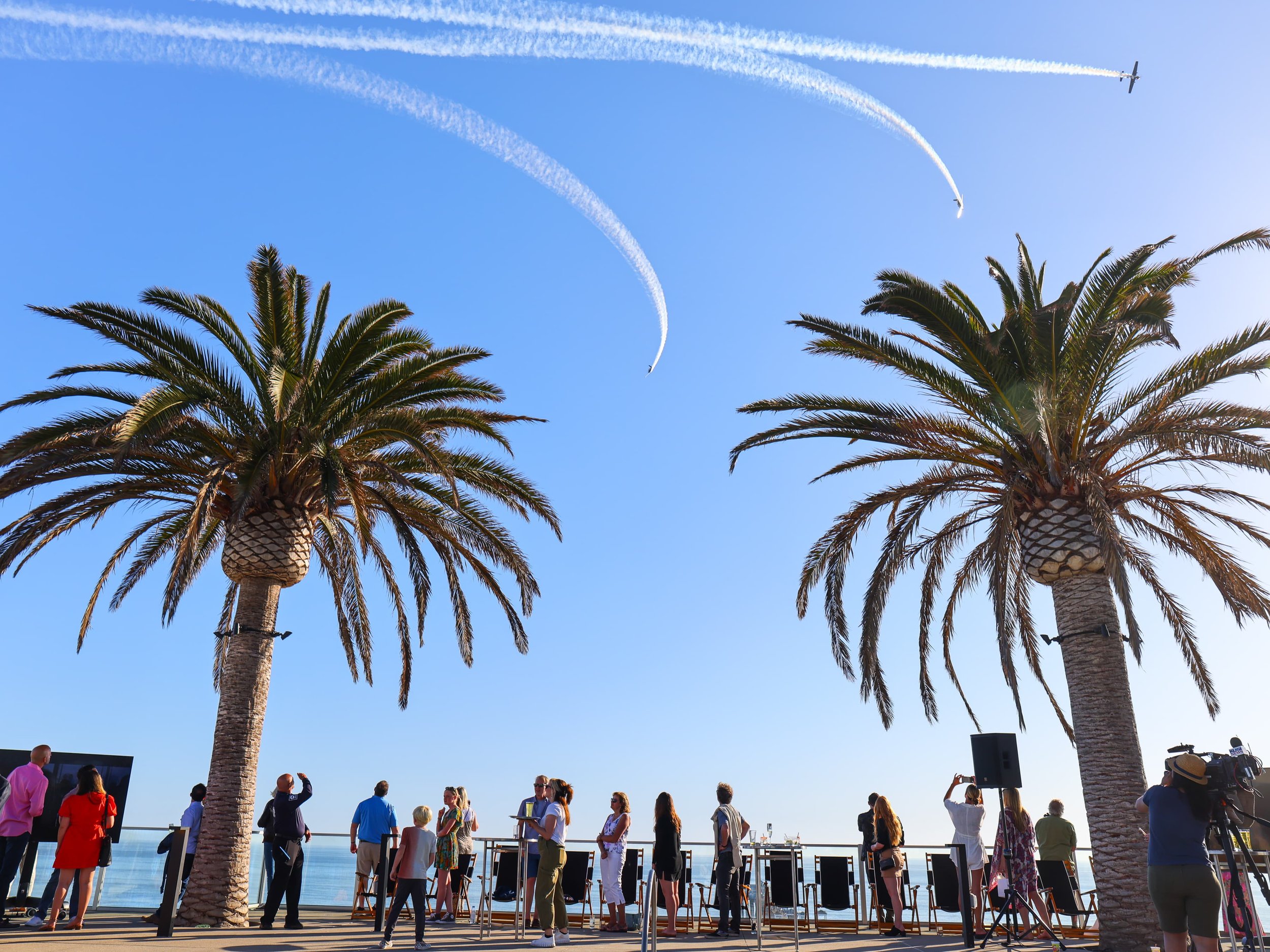 Aircraft flyover of a Hotel