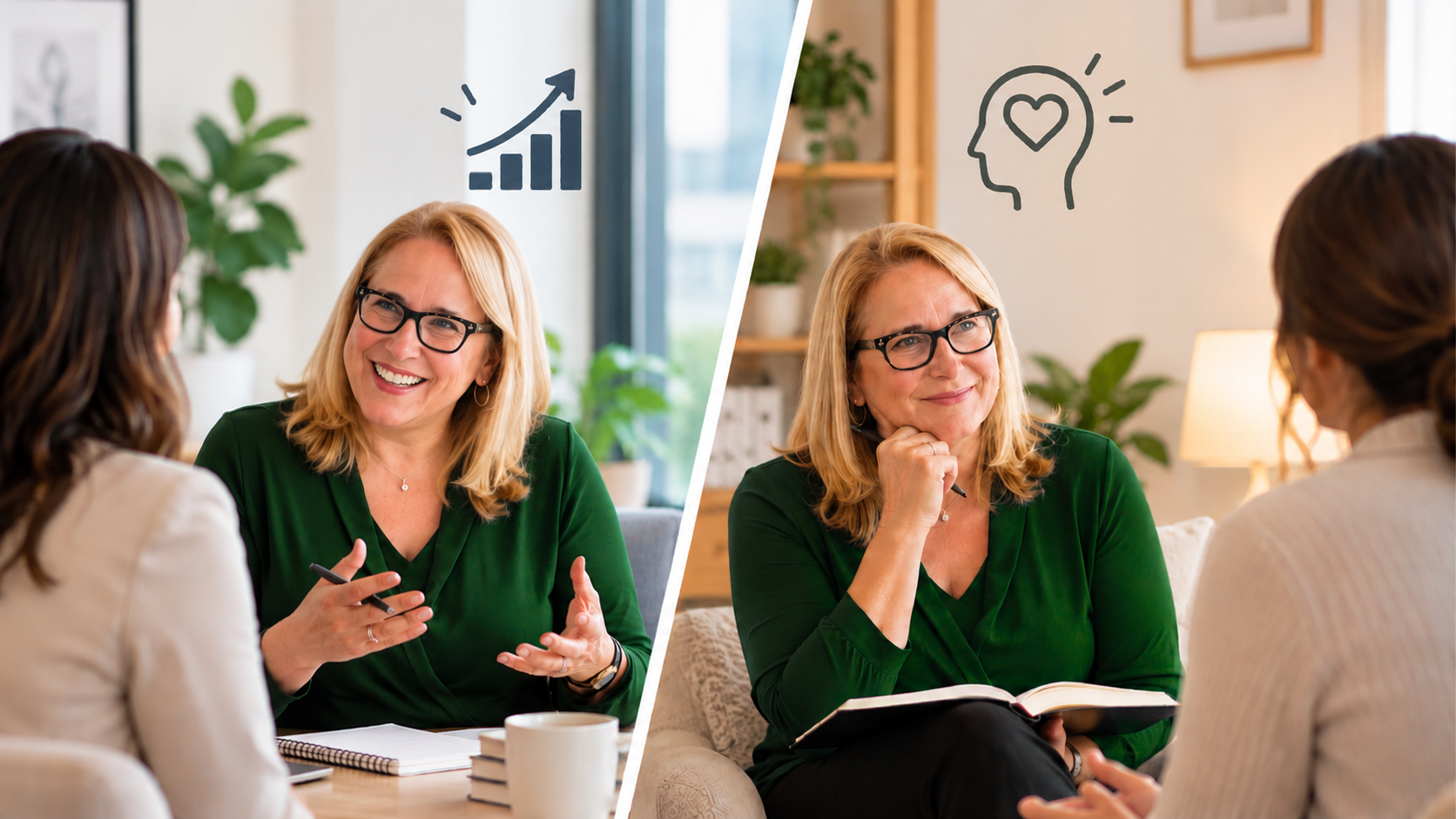 Dr. Michele D'Amico, clinical psychologist and executive coach, in a coaching session with a leader in Los Angeles