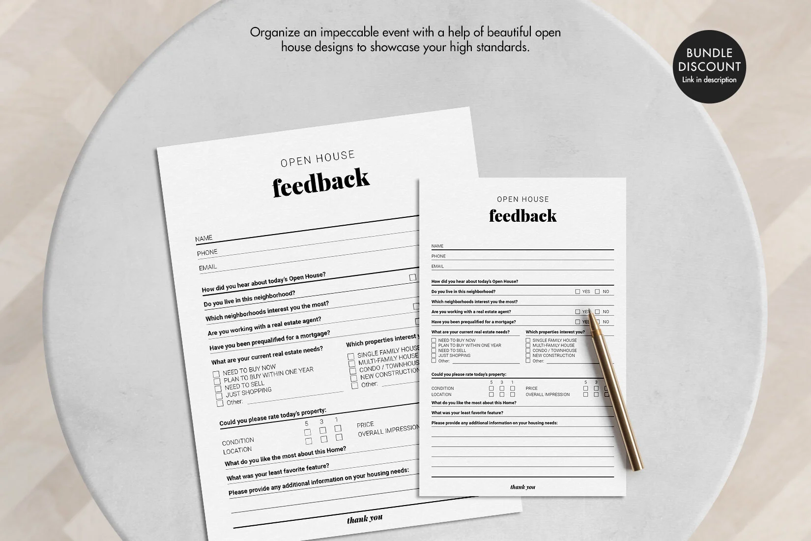 Real Estate Open House Feedback Form, Buyer Questionnaire, Feedback Form Printable Pdf — Realty ...