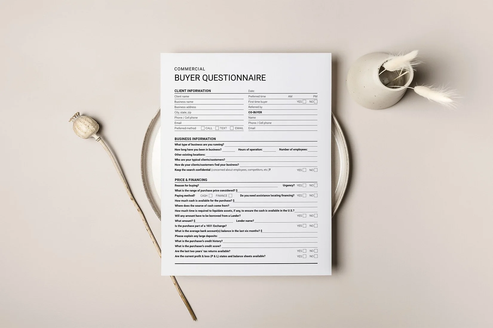 Commercial Real Estate Buyer Questionnaire, Commercial Buyer Intake