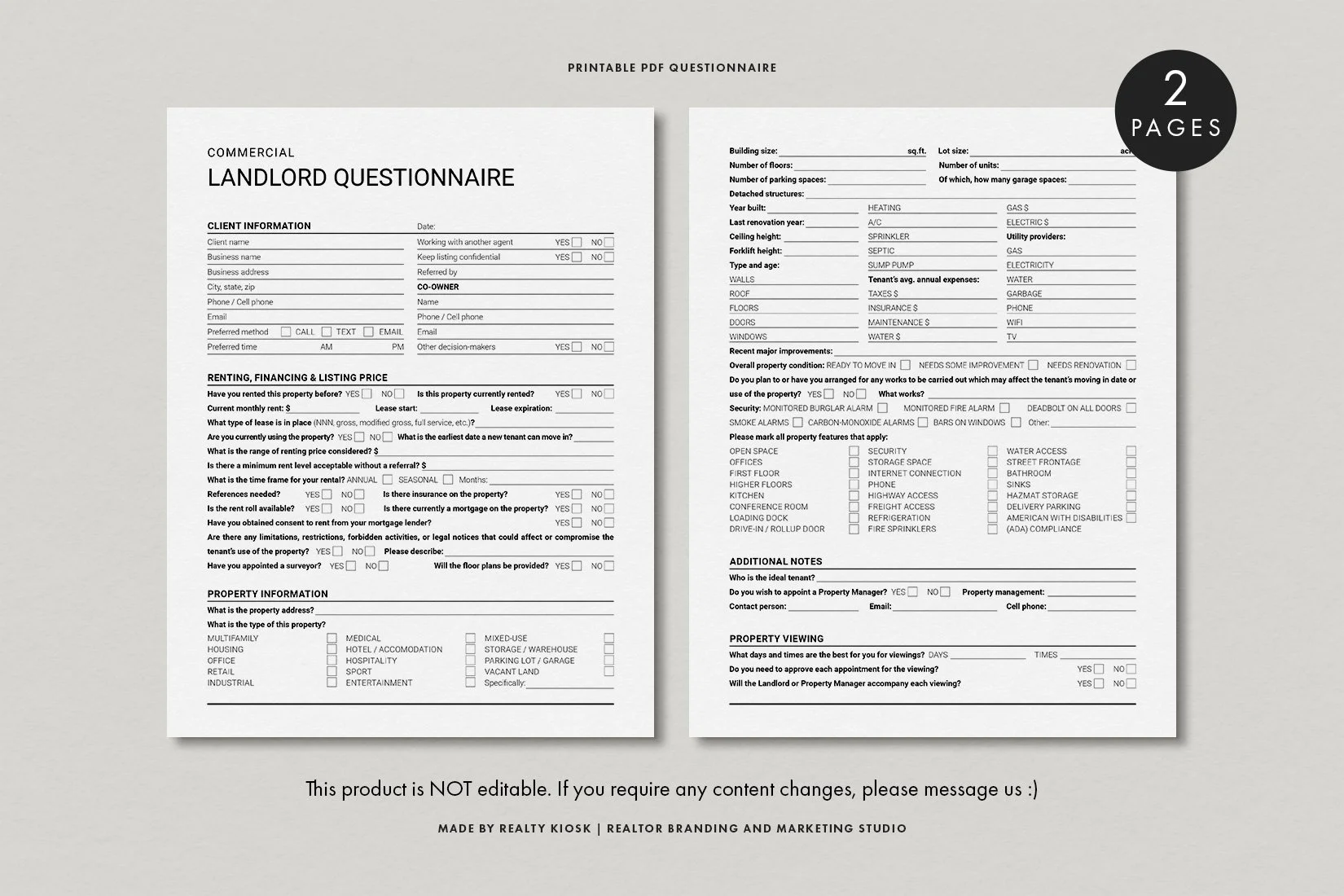 Commercial Real Estate Client Questionnaires Bundle, Commercial Buyer
