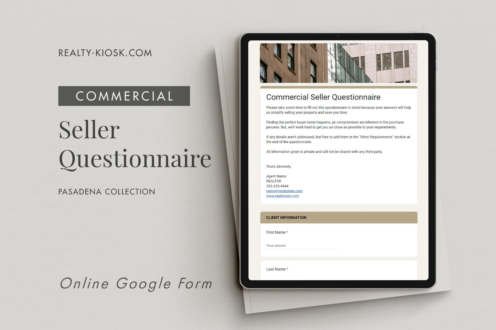 Commercial Seller Questionnaire, Seller Intake, Commercial Real Estate