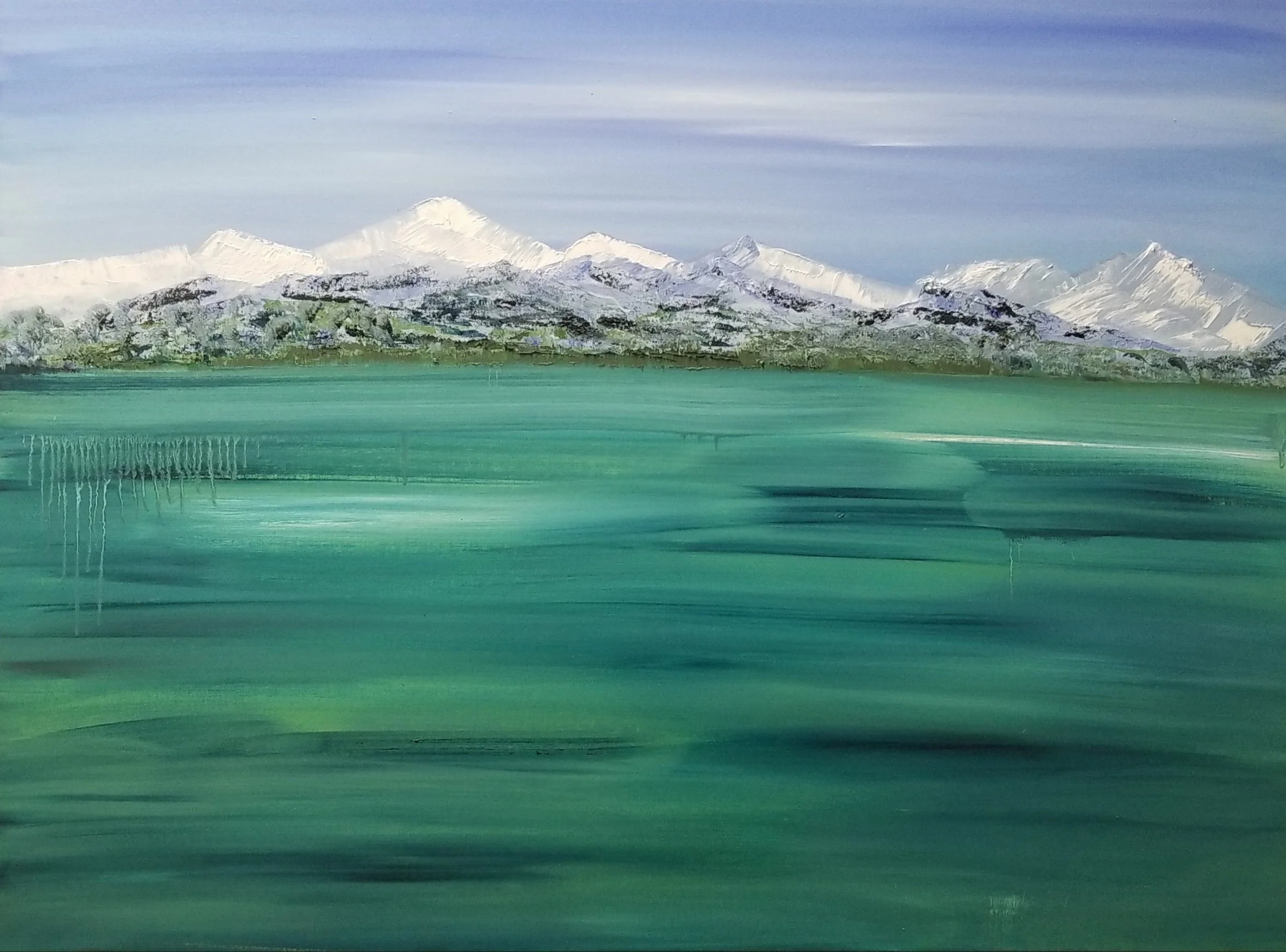 The Thaw | Contemporary Mountain Oil Painting on Canvas | 30 x 40 in | Unframed