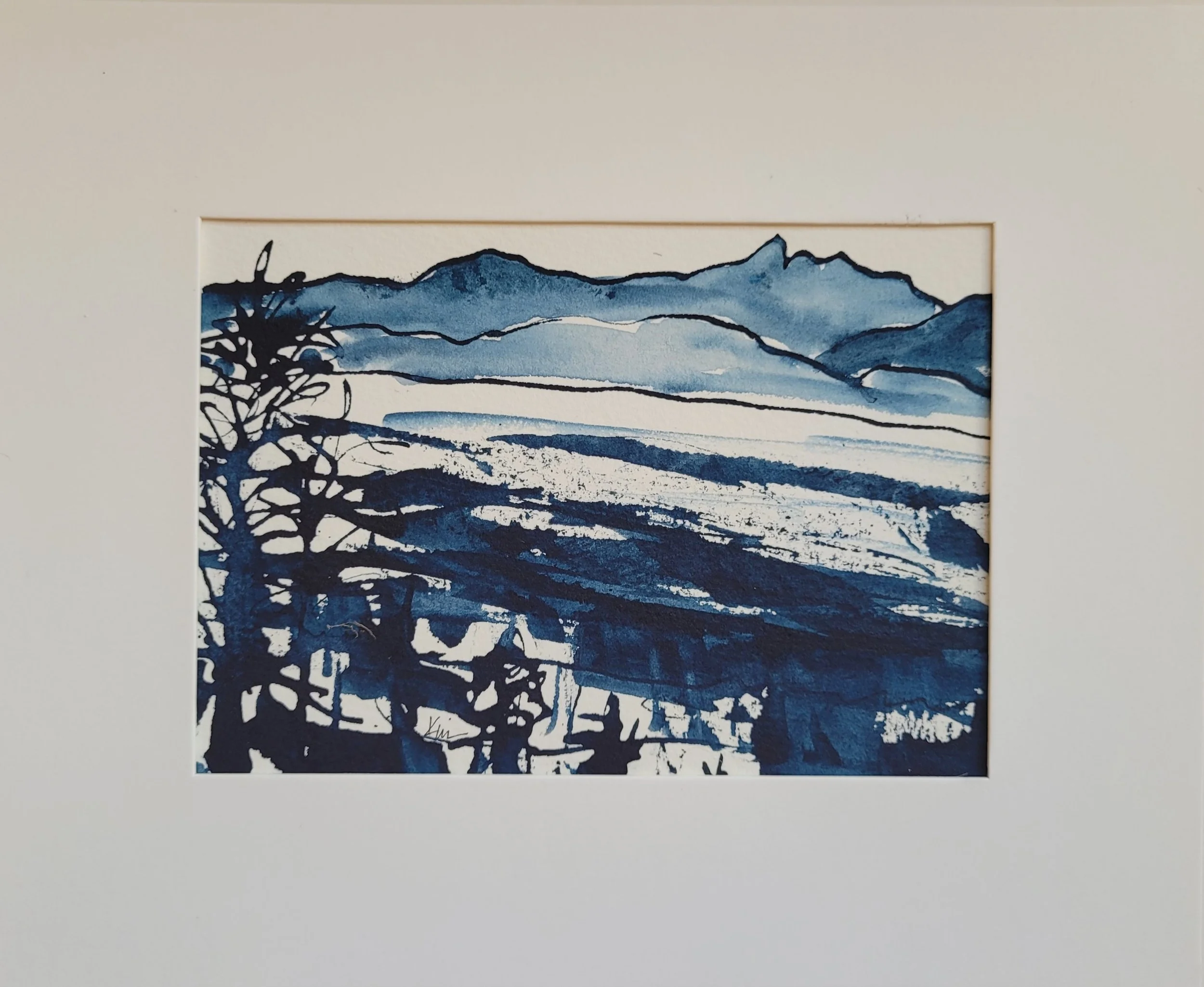 Crestone Peaks #4, Ink Sketch matted.jpg