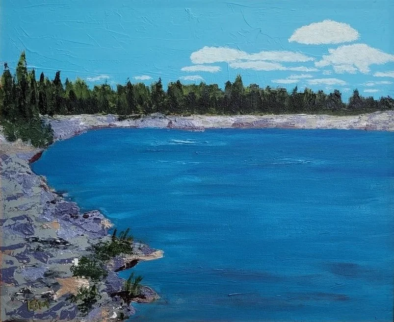 Lakeside | Mountain Lake Oil Painting| 19 x 23 in / 20 x 24 in. Framed