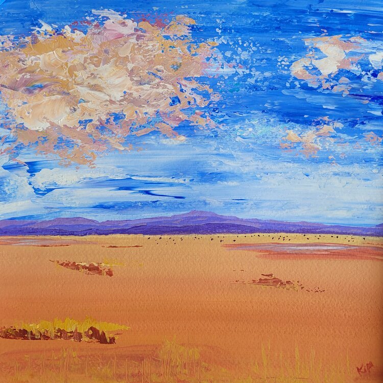 Magical Display:
 10x10" Acrylic painting on paper, mounted to 14x14"