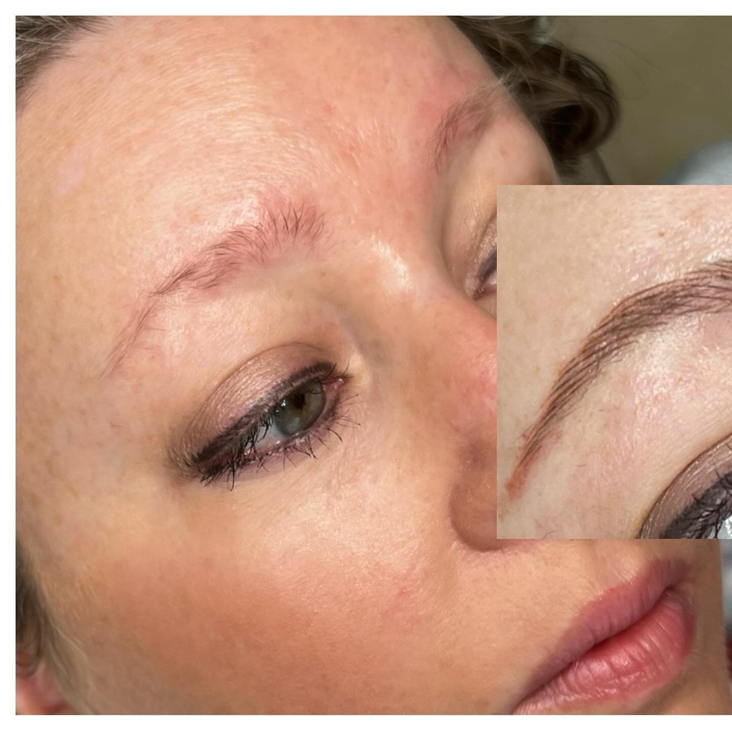 Clients first session of microblading!
These will heal slightly lighter in color and softer. At her 6 week perfecting session I&rsquo;ll add more strokes in between the healed strokes to add density and she&rsquo;ll be good to go for at least a year!