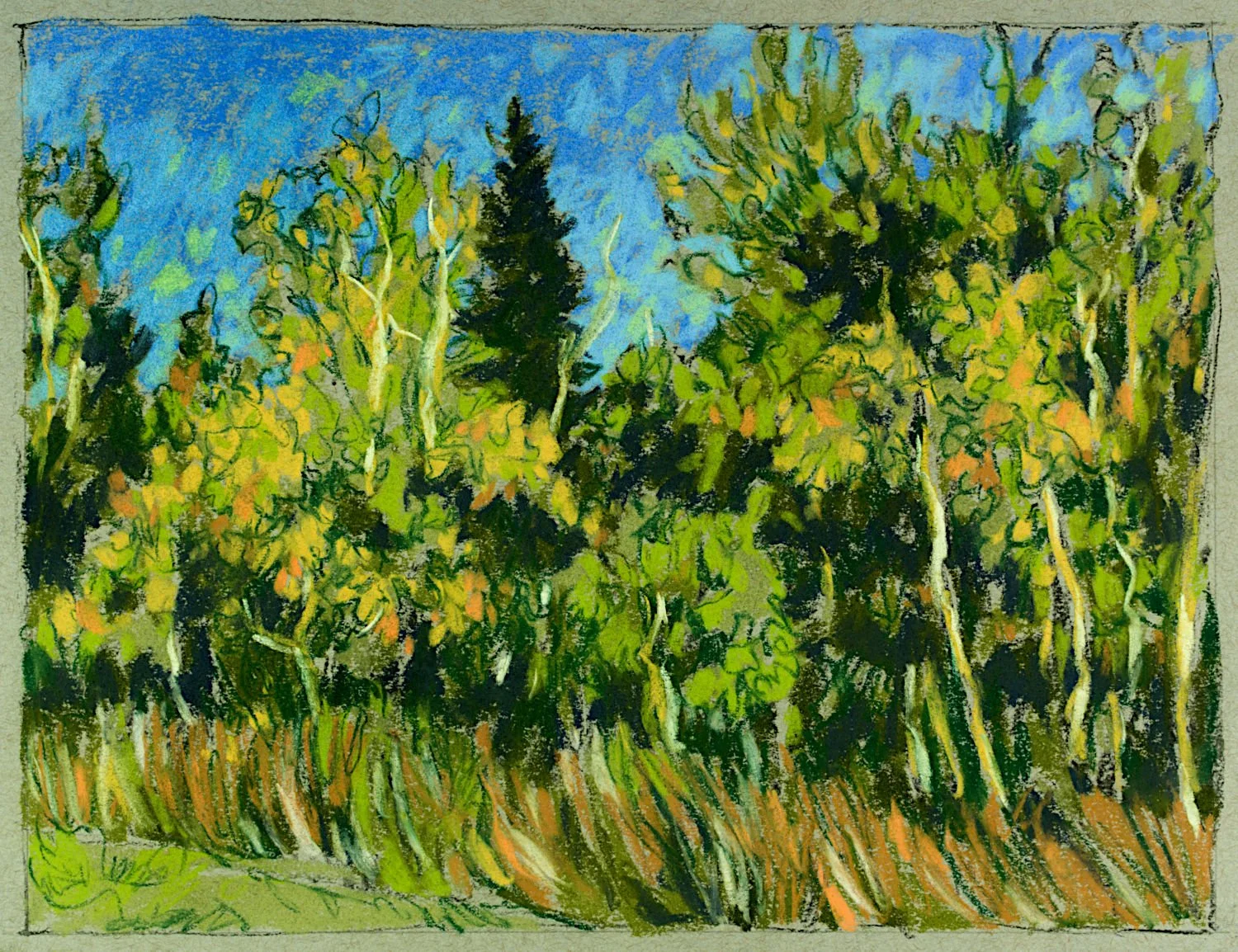  "Woods Near LaRocque Field" , 2025, Pastel on Paper, 8 x 10 1/2 inches 