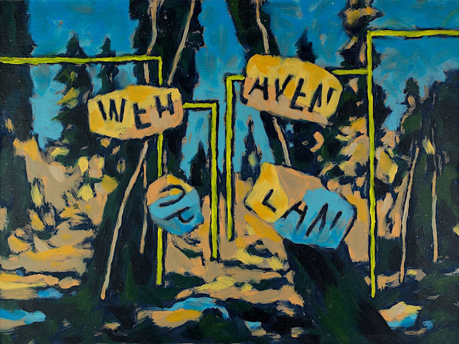 "No Plan" , 2024, Oil on Masonite, 9 x 12 inches 
