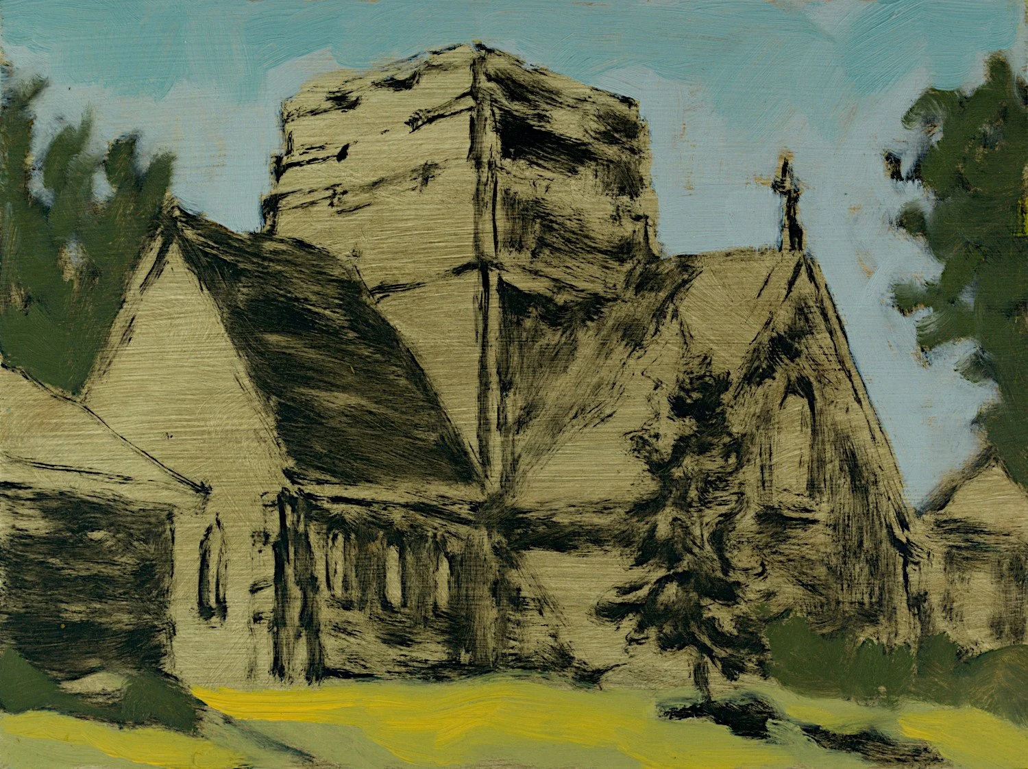  "Anglican Church" , 2023, Oil on Masonite, 6 x 8 inches 
