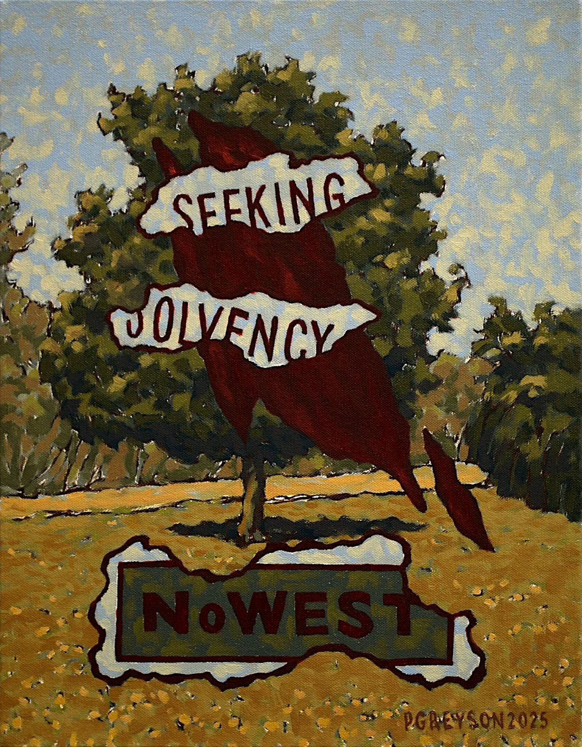  "Seeking Solvency" , 2025, Oil on Canvas, 18 x 14 inches 
